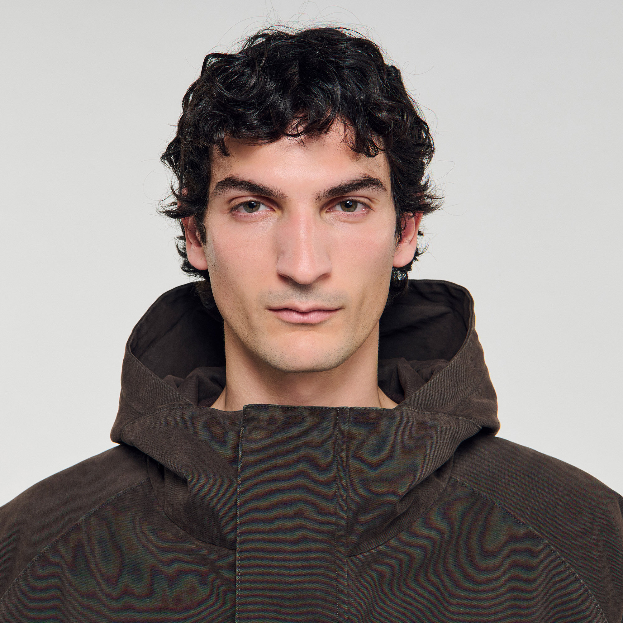 Parka oversize in cotone e lana