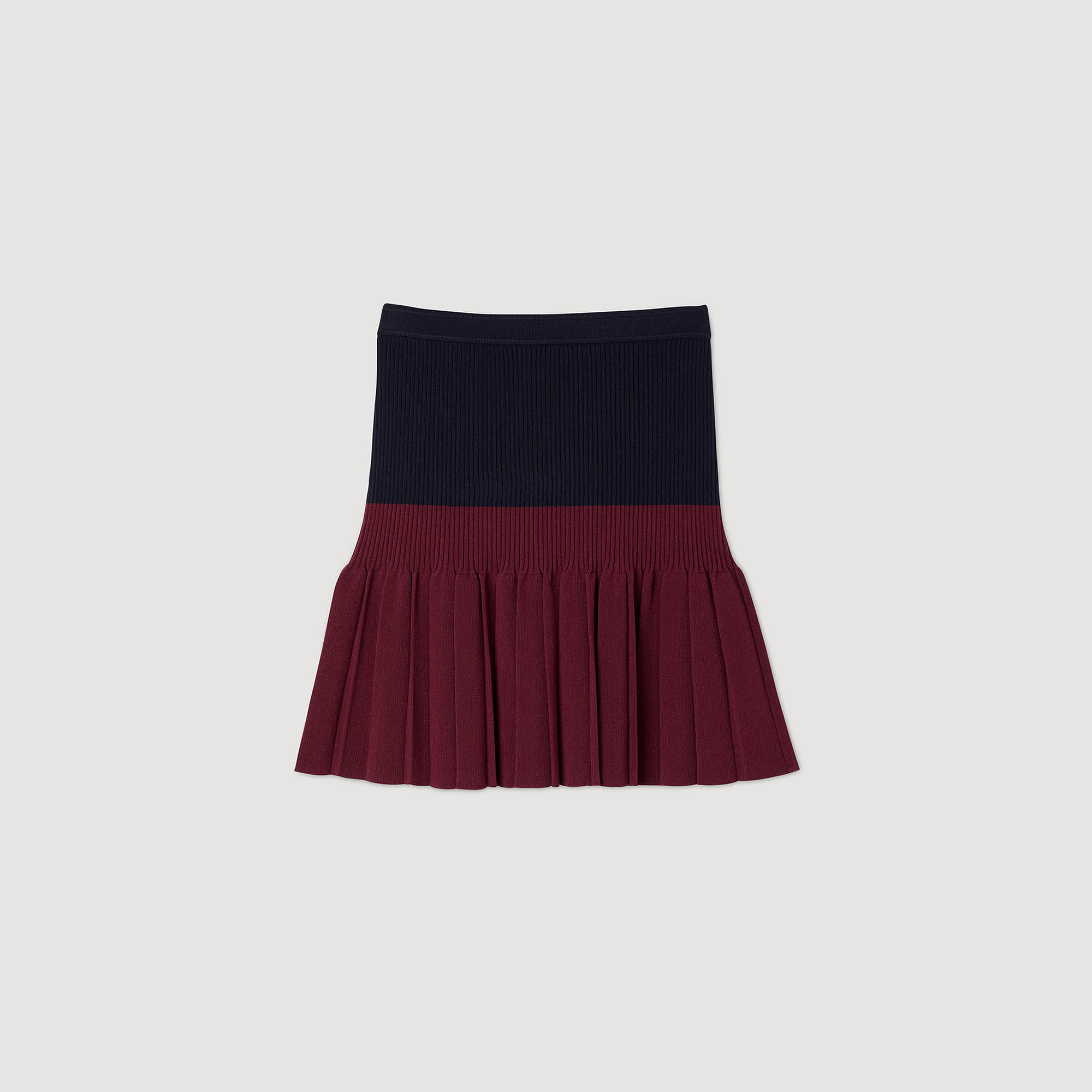 Mini gonna a pieghe bicolor