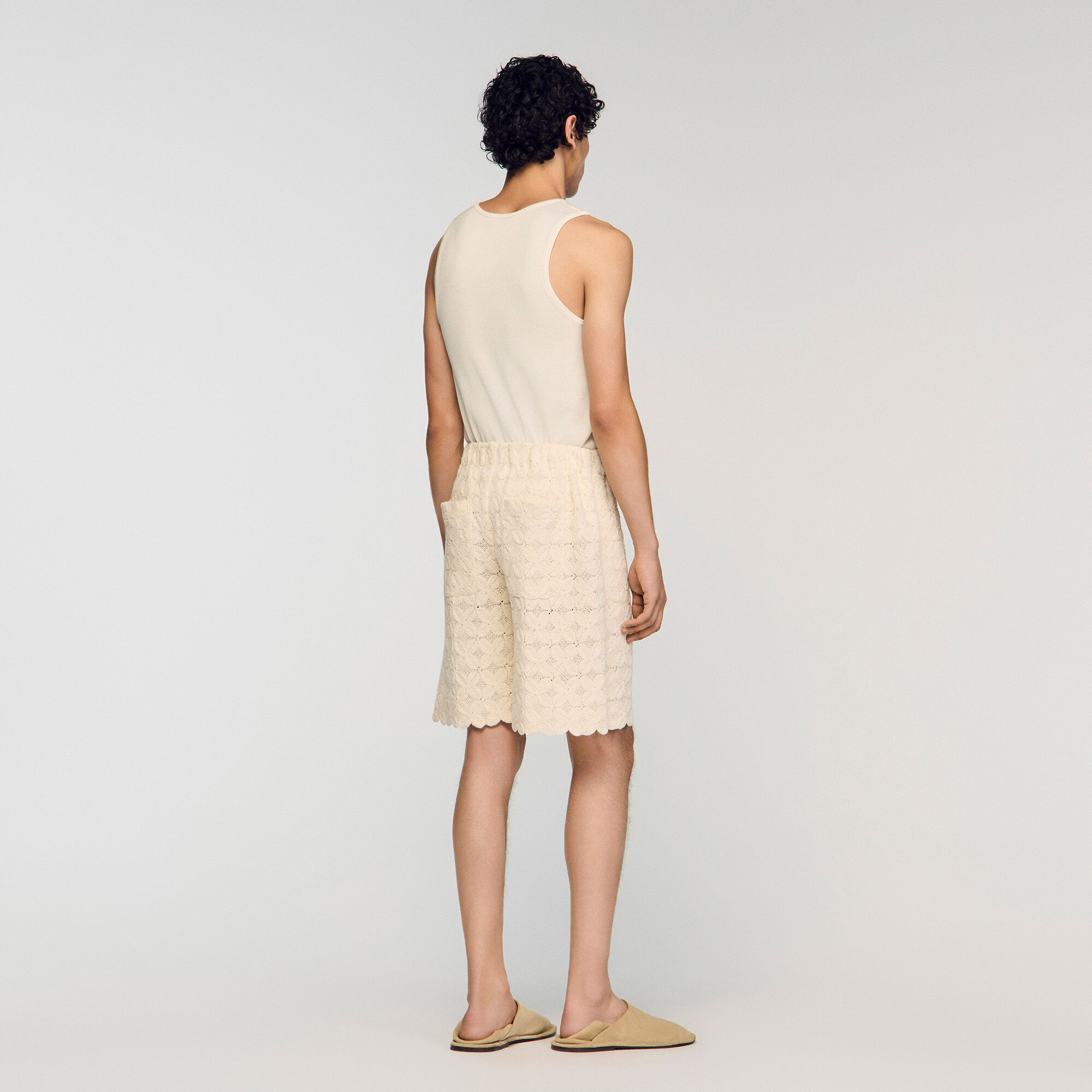 Pantaloncini in cotone con ricamo inglese