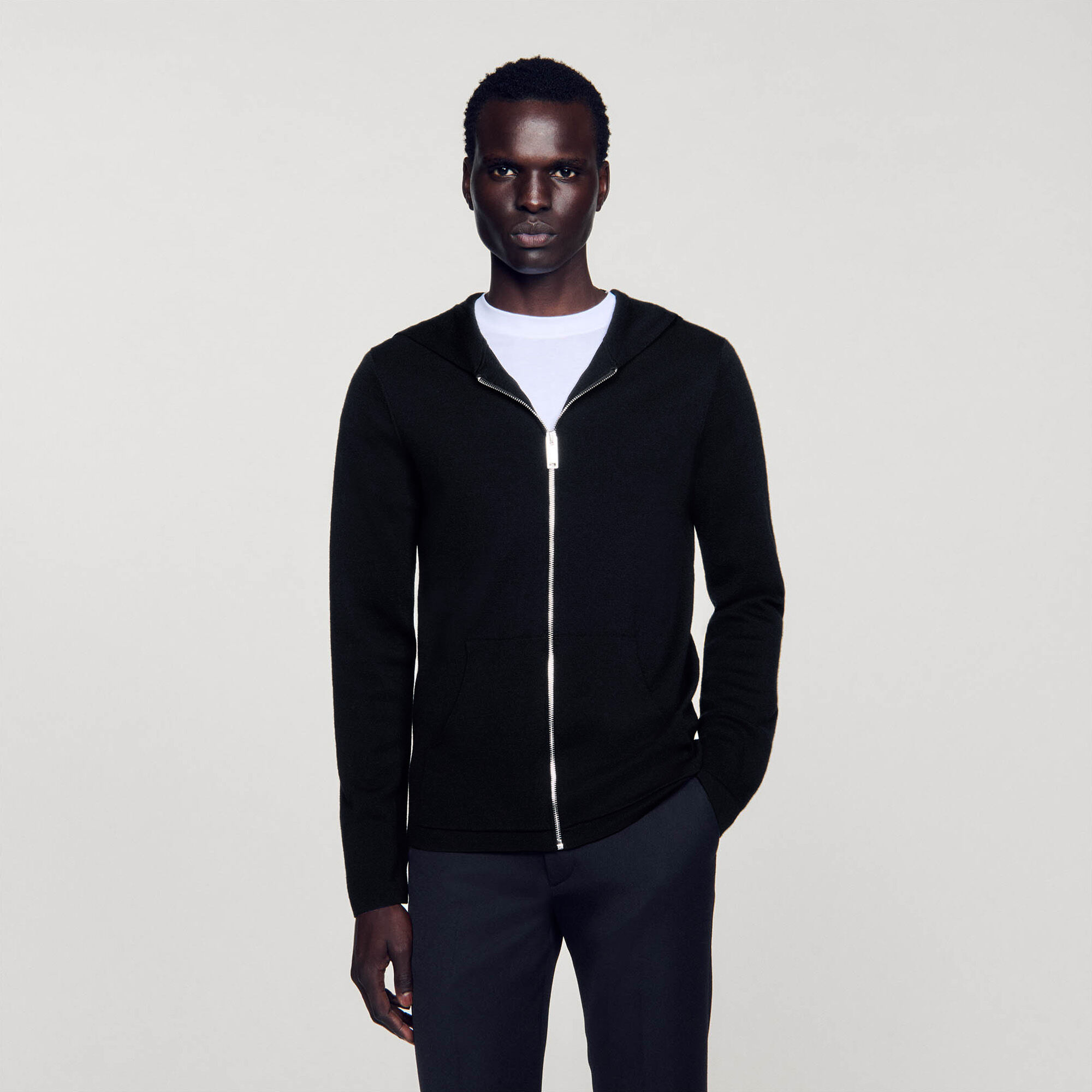 Cardigan con cappuccio e zip