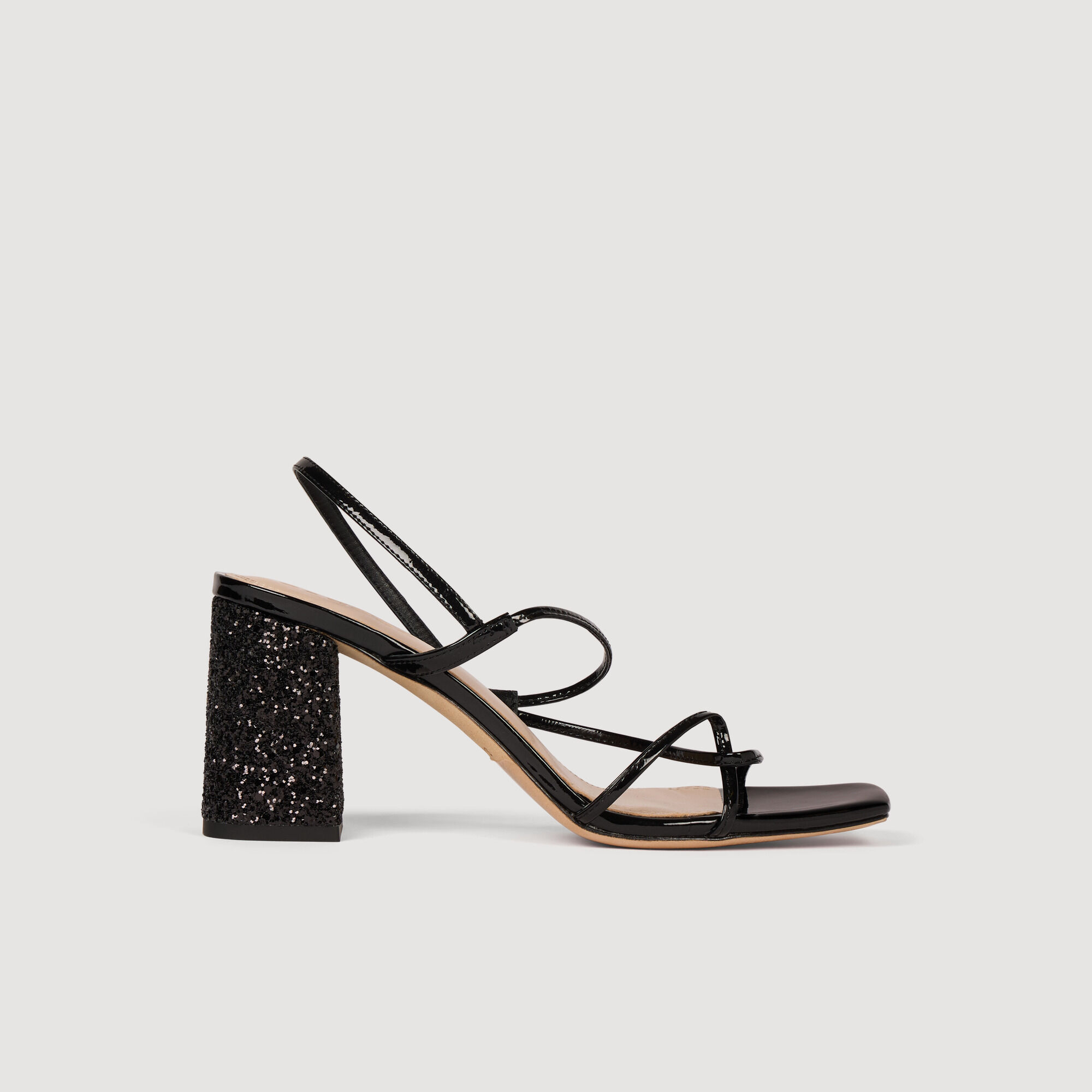 Sandali con tacco glitter