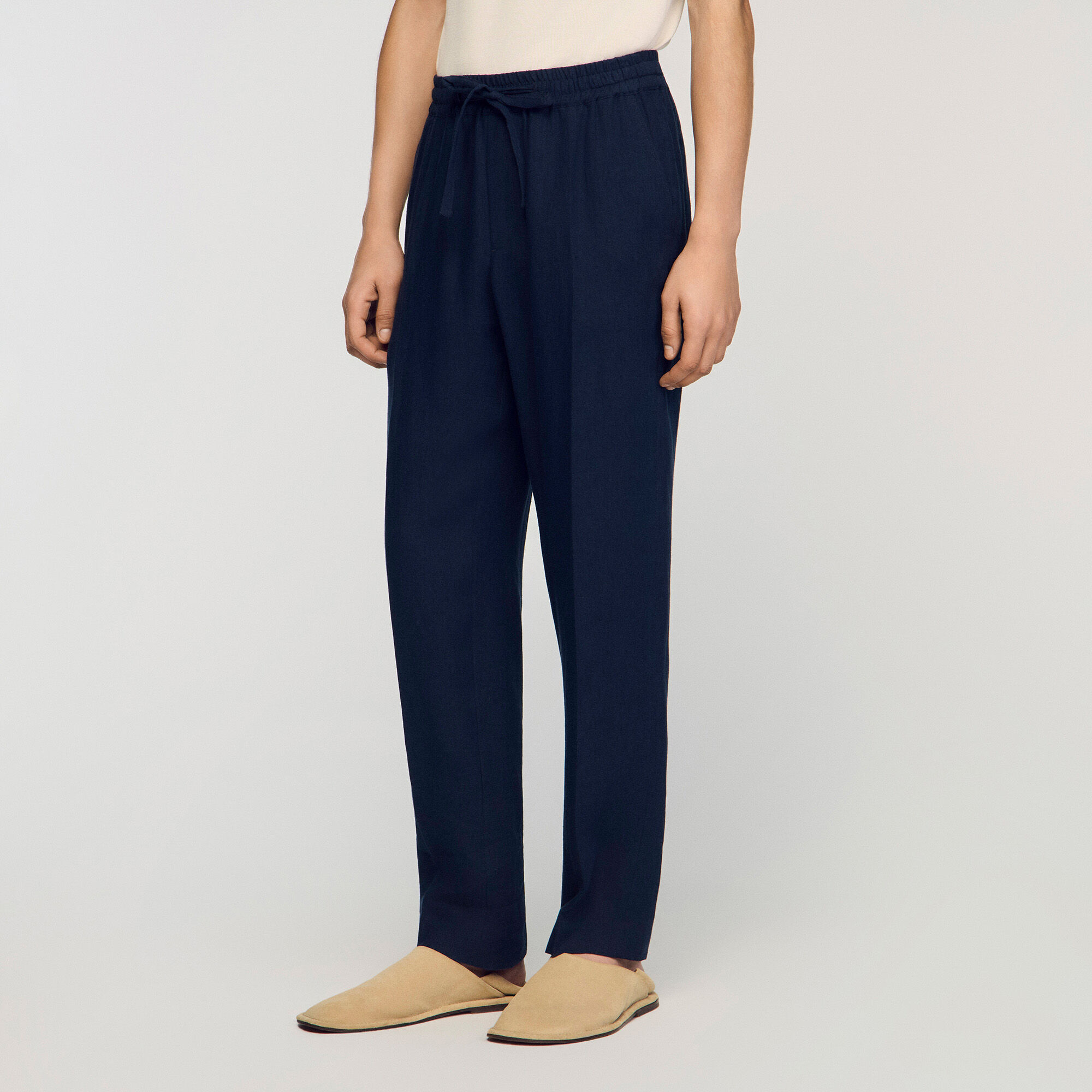 Pantaloni in lino a taglio dritto
