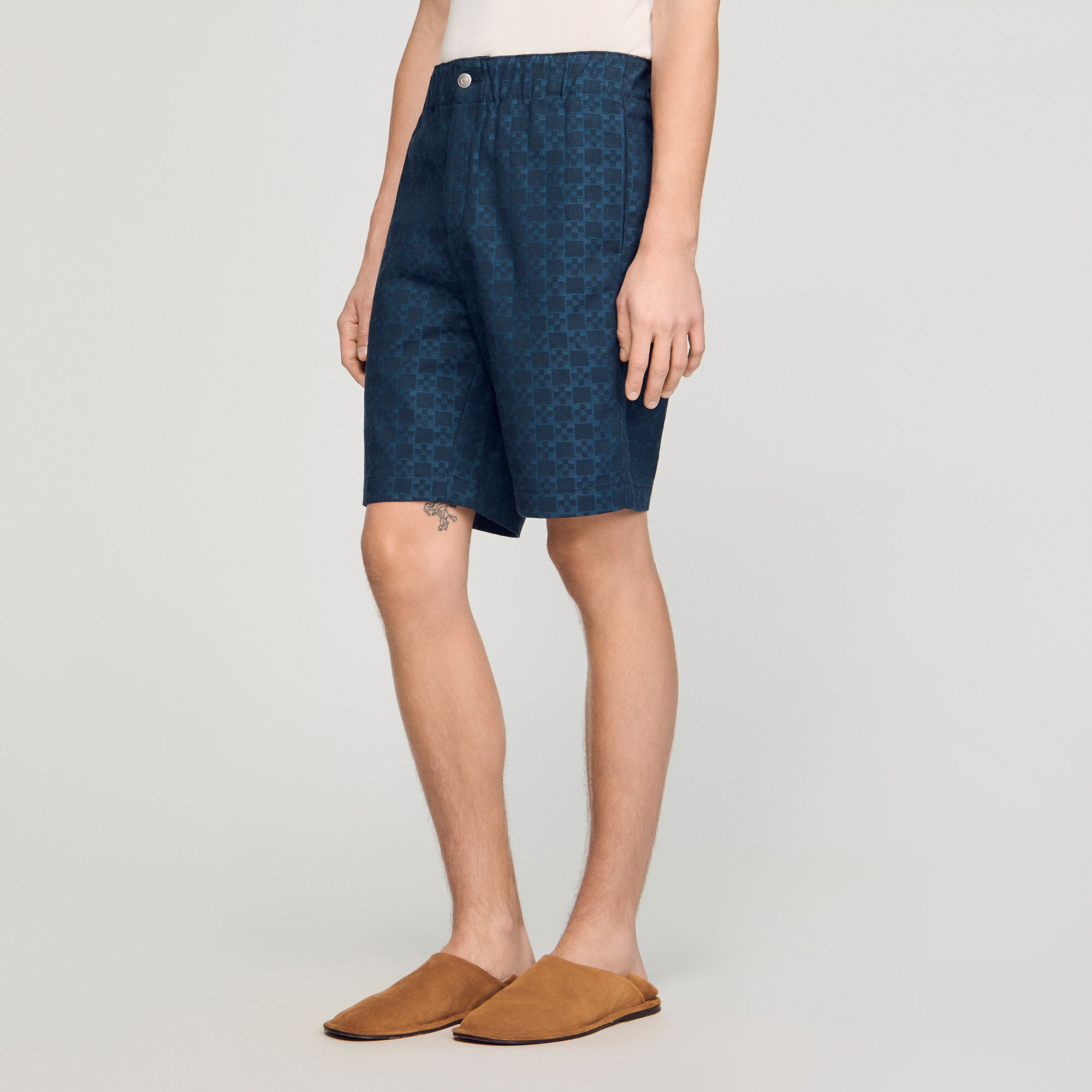 Corti in denim con croce quadrata