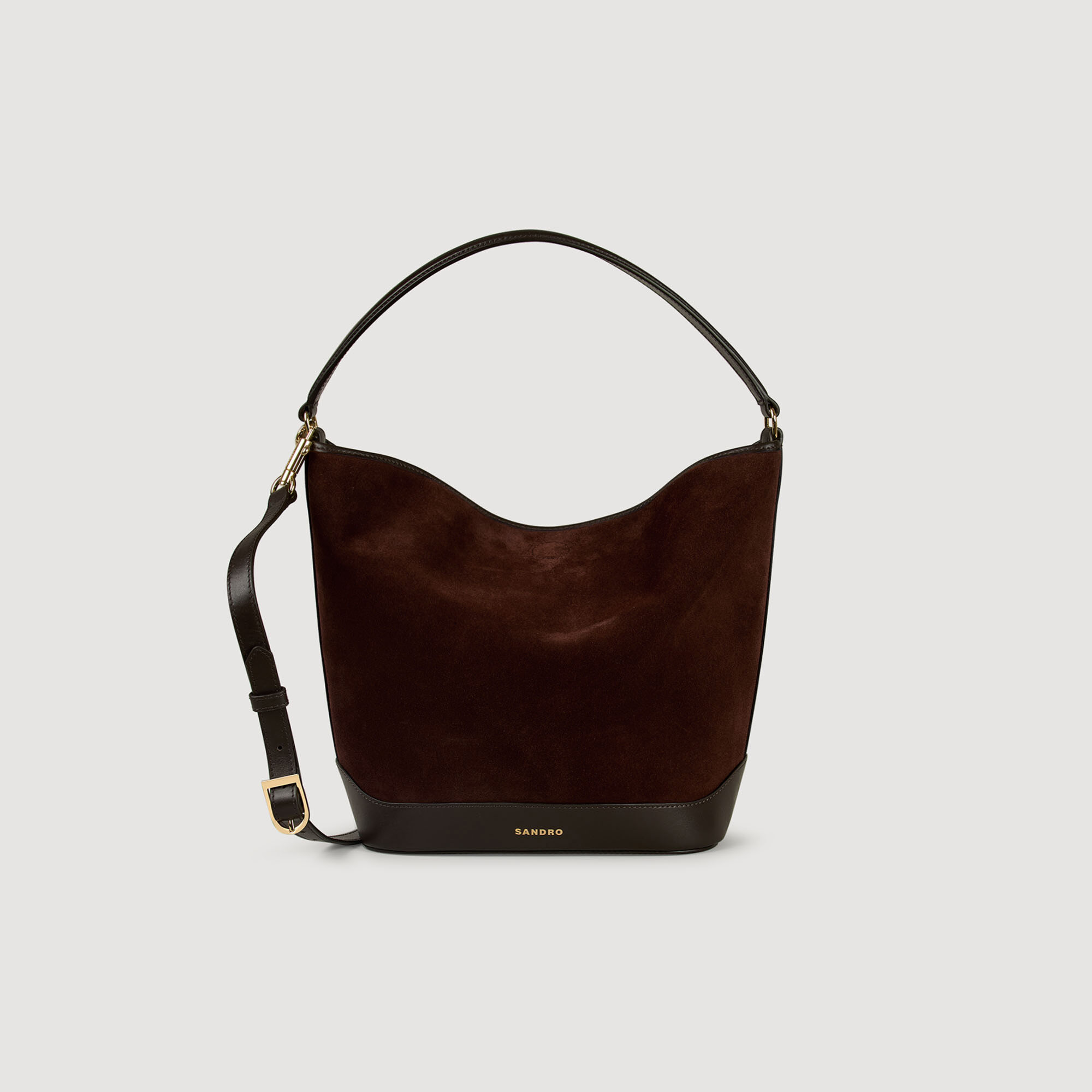 Borsa a secchiello in pelle e suede Tangoso