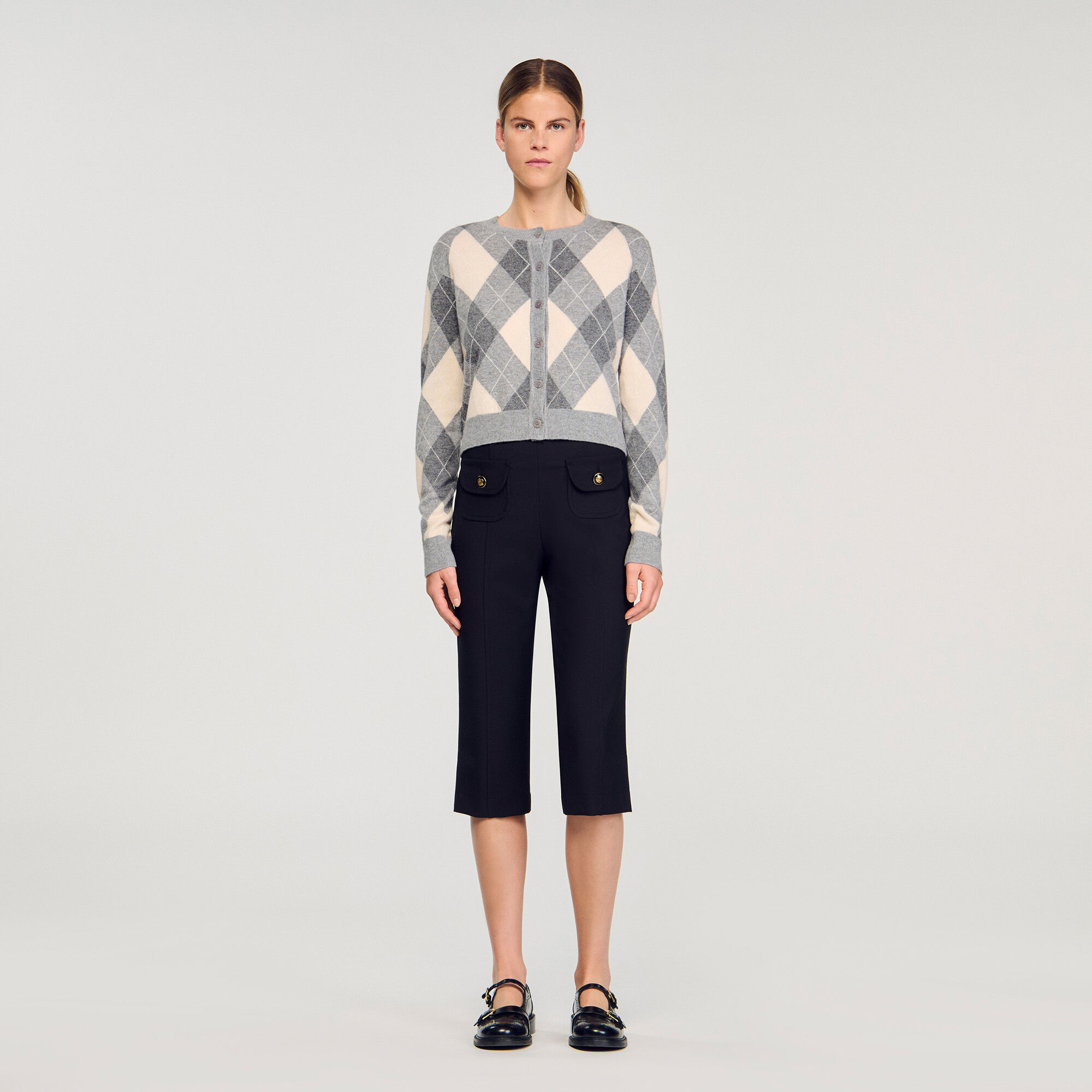 Cardigan con motivo a quadri argyle
