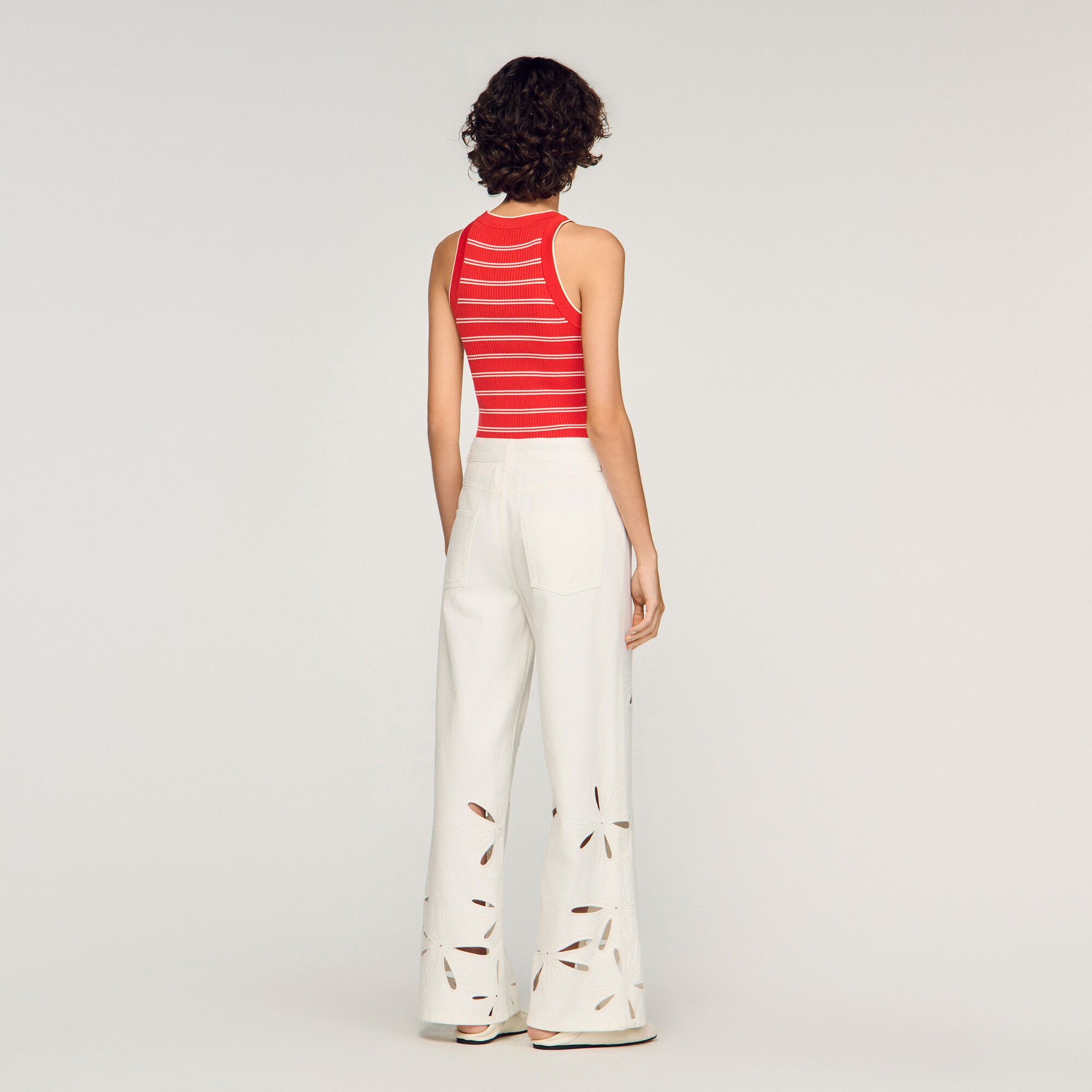 Jeans a vita larga con ricami
