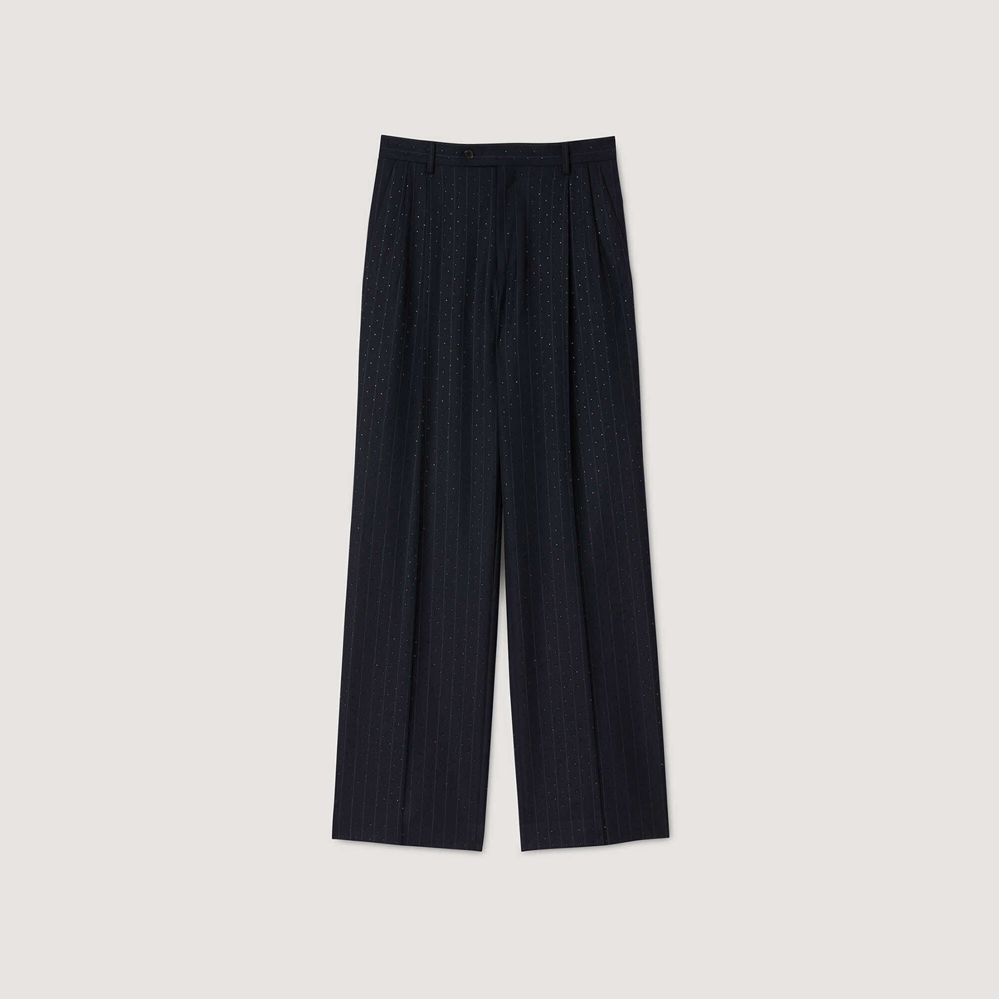 Pantaloni a righe con strass