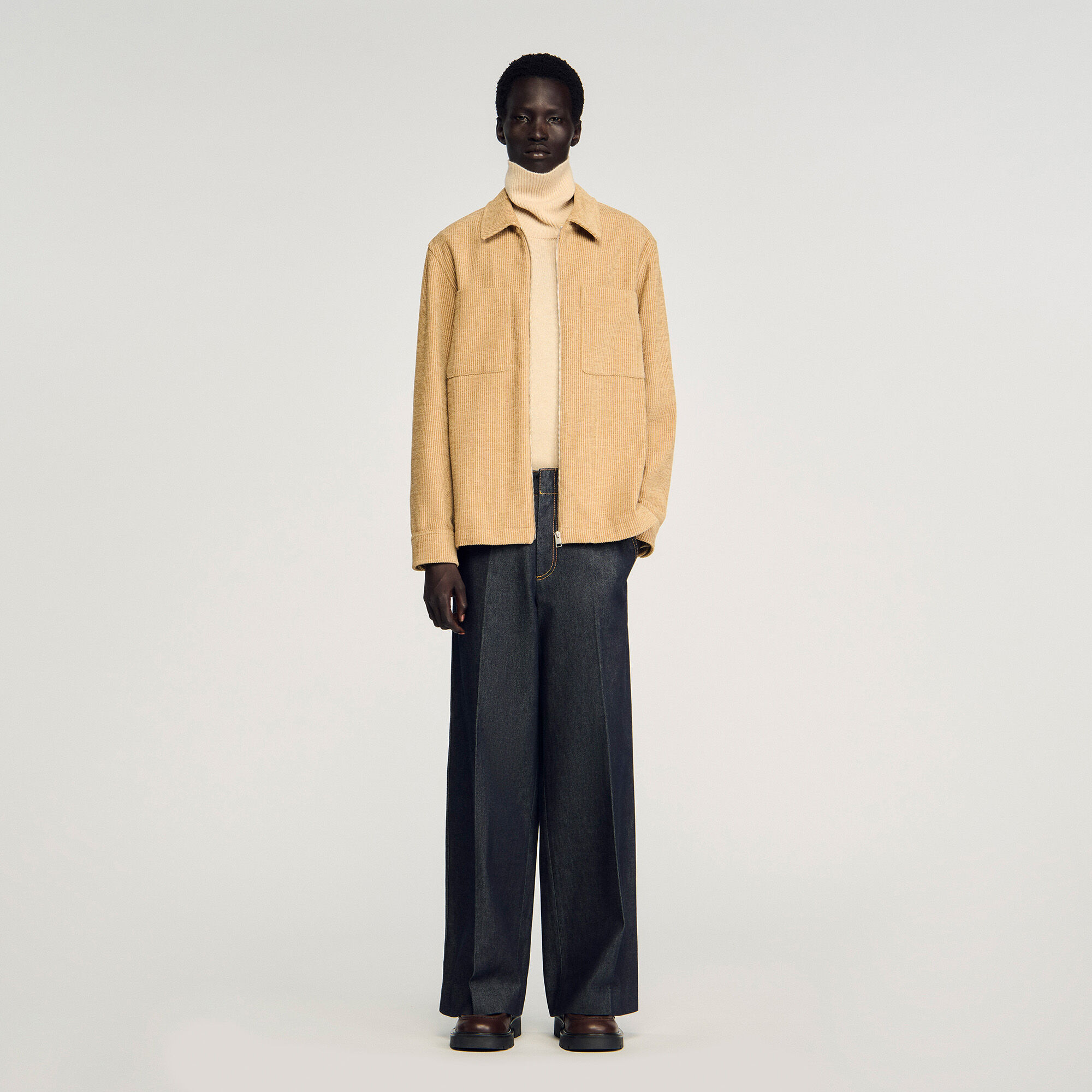 Giacca oversize con cerniera in velluto