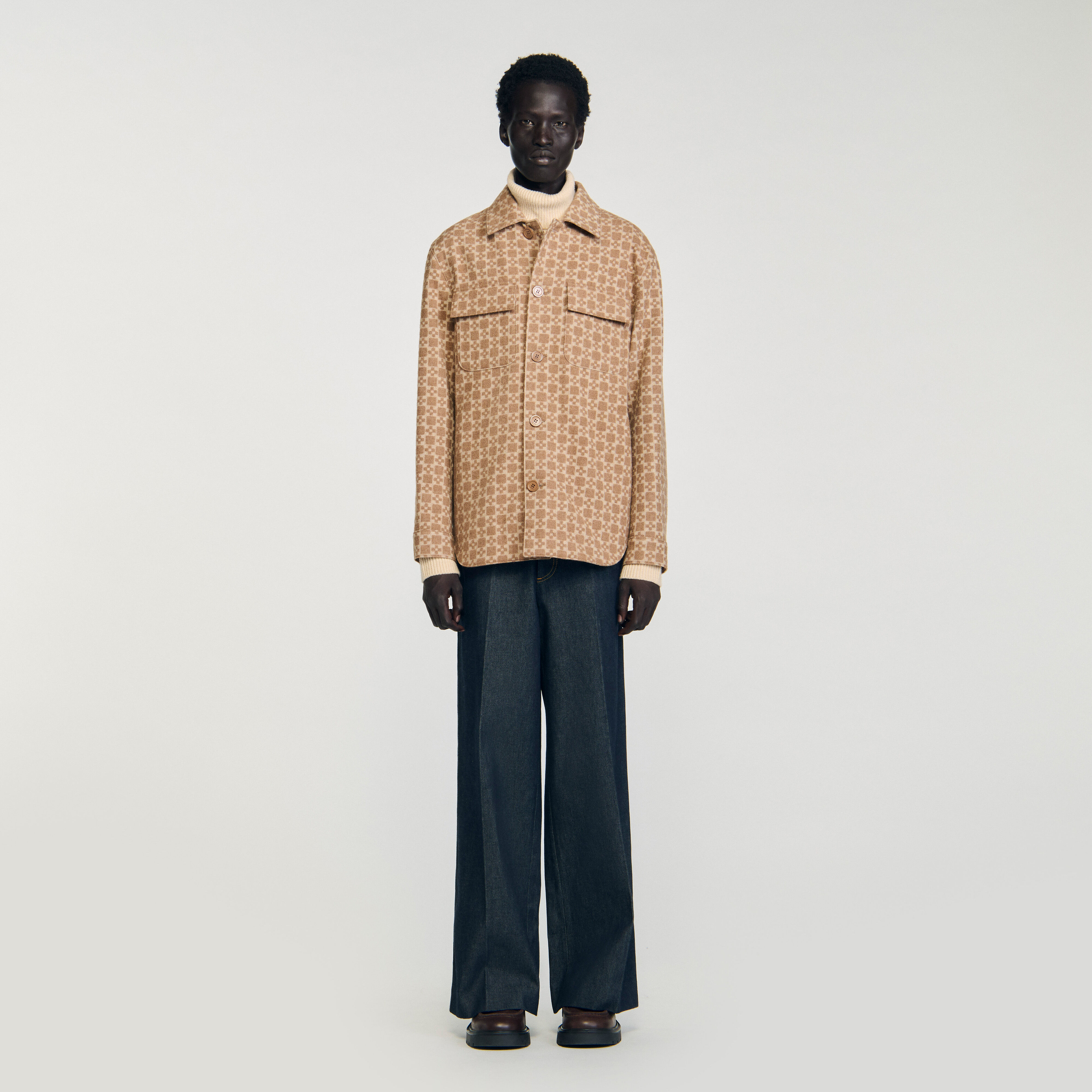 Giacca oversize in jacquard con quadrati