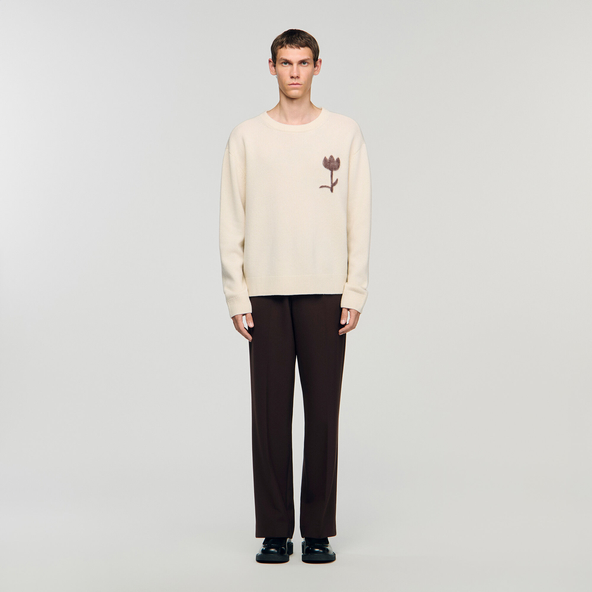 Maglione in lana con dettaglio floreale