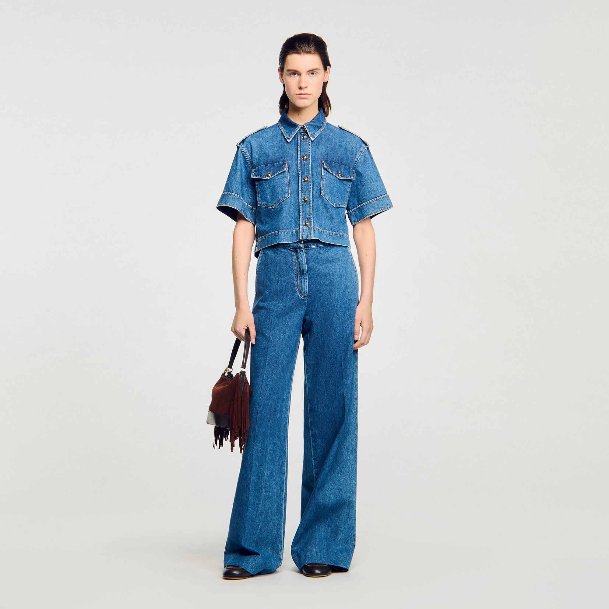 Camicia in denim corta