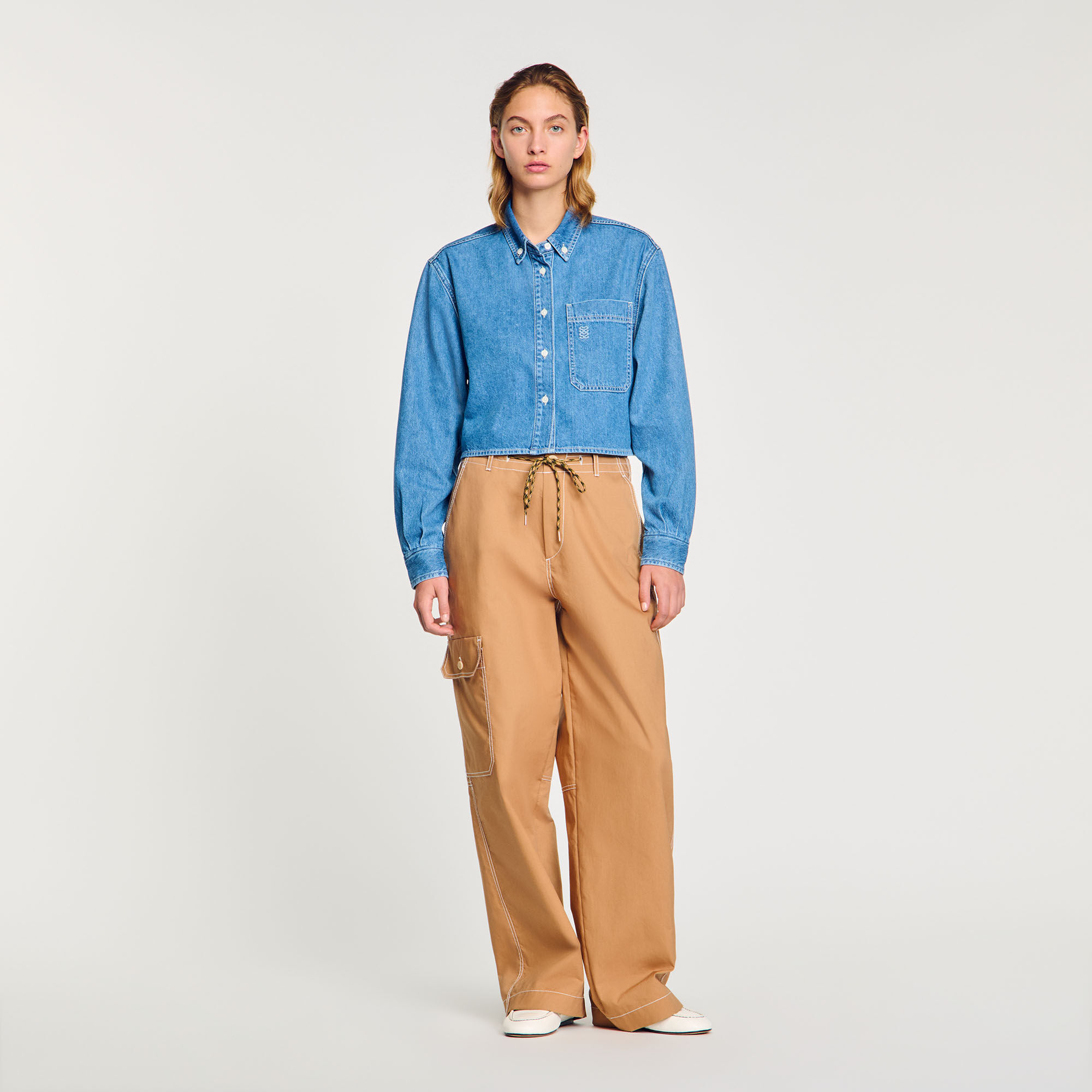 Camicetta cropped in denim