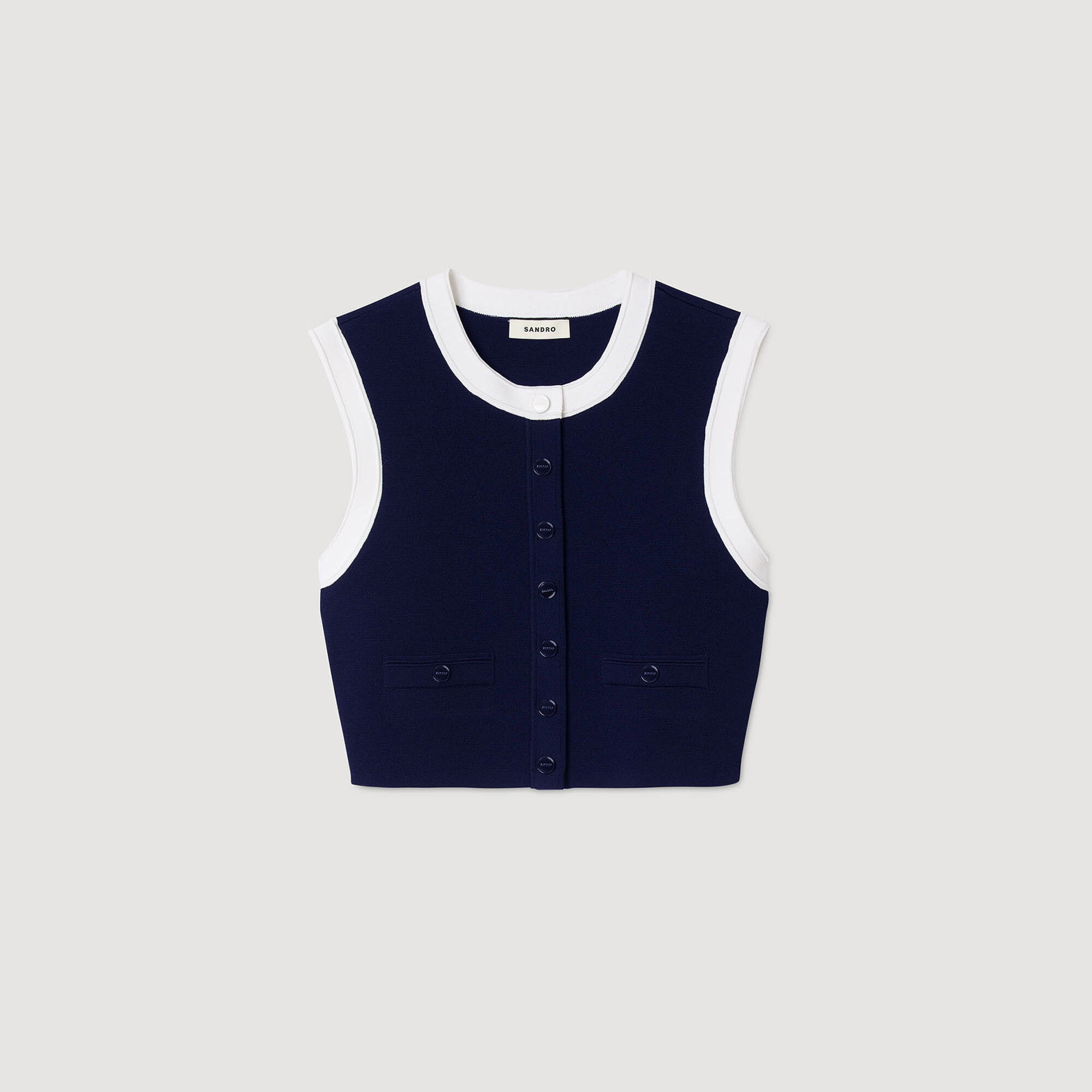 Top corto in maglia a due toni