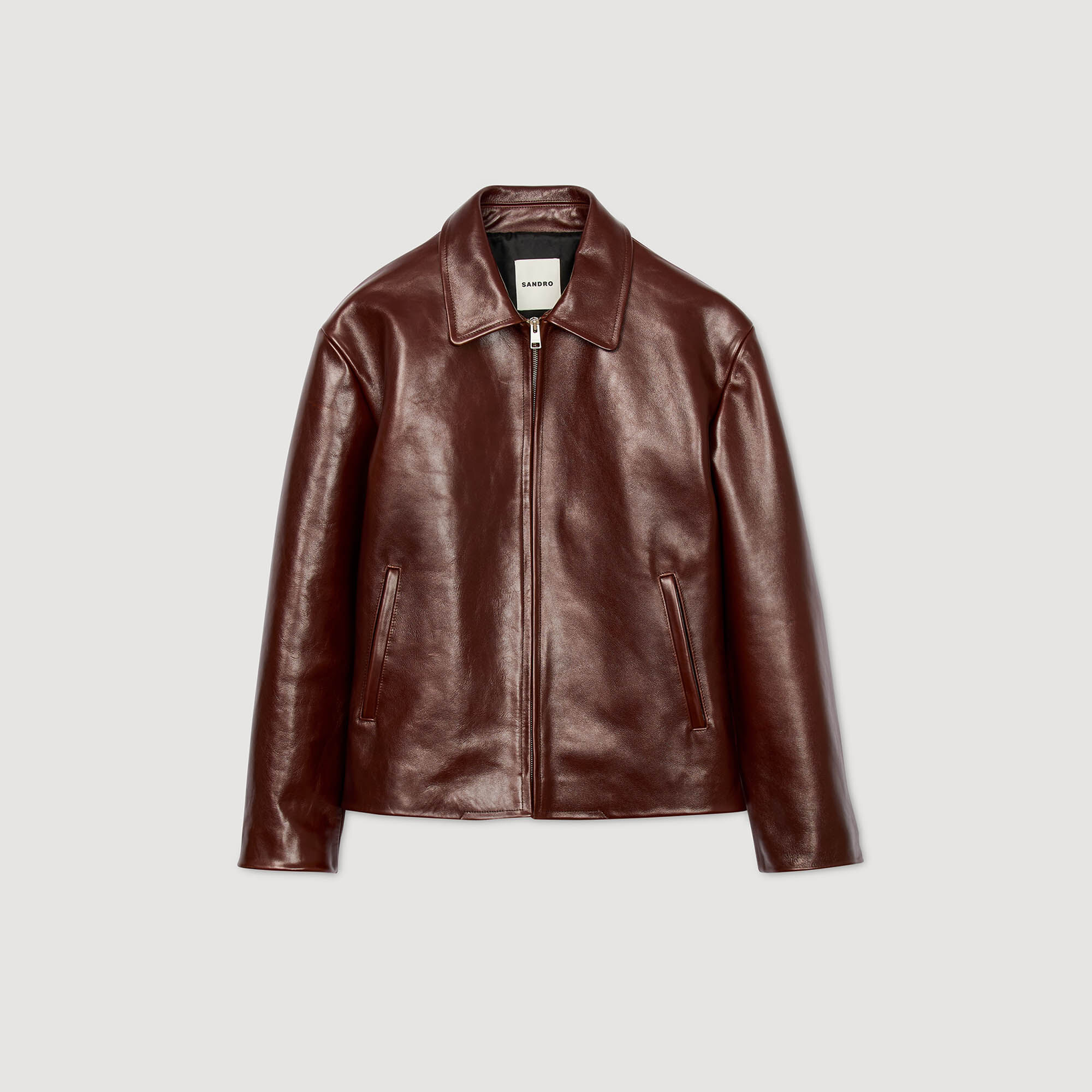 Giacca in pelle con cerniera classica