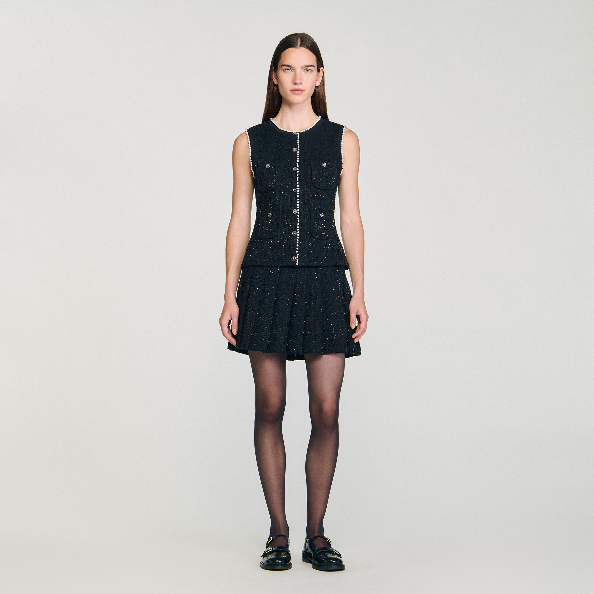 Gilet in tweed decorato