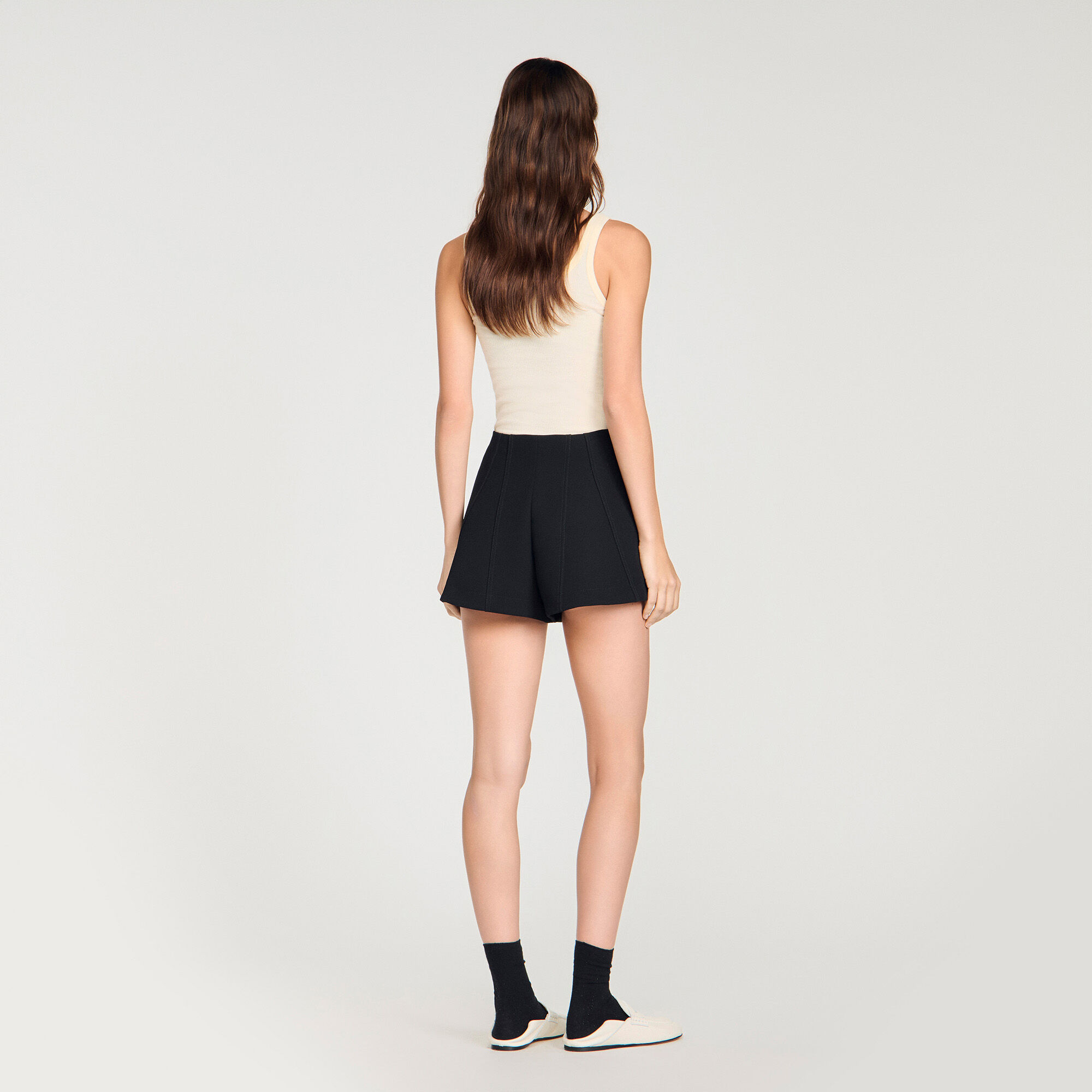 Shorts a vita alta con bottoni a pressione