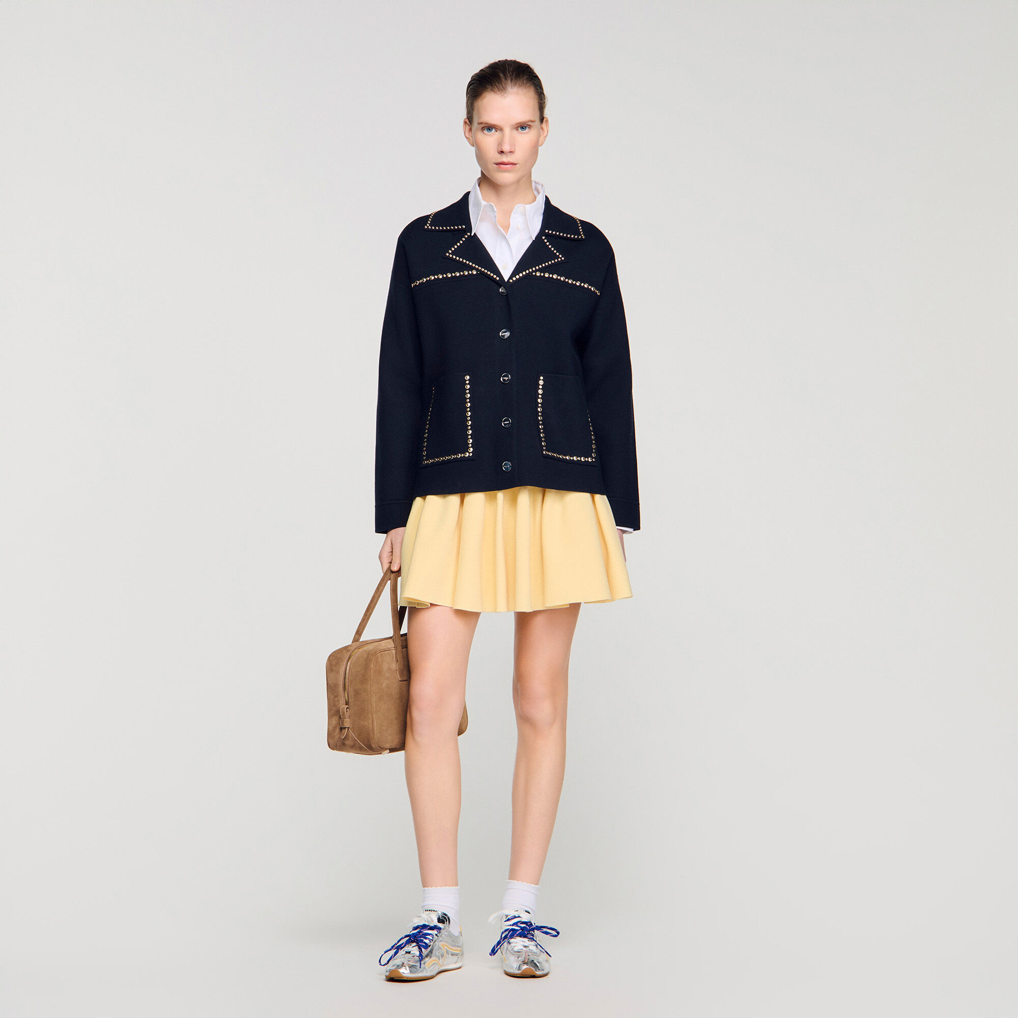 Cardigan con colletto giacca firmato