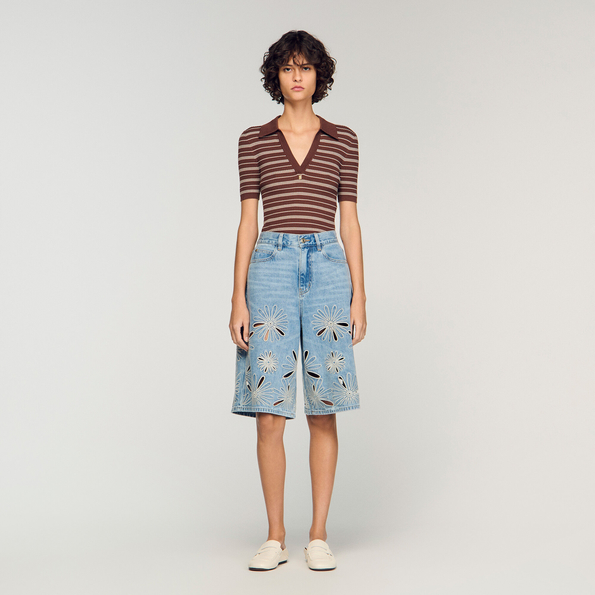 Pantaloni Bermuda ricamati