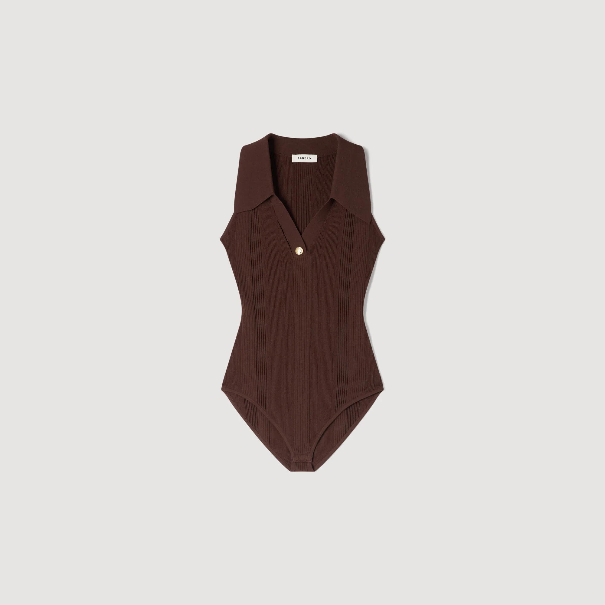 Body a maglia con spacchi e colletto polo