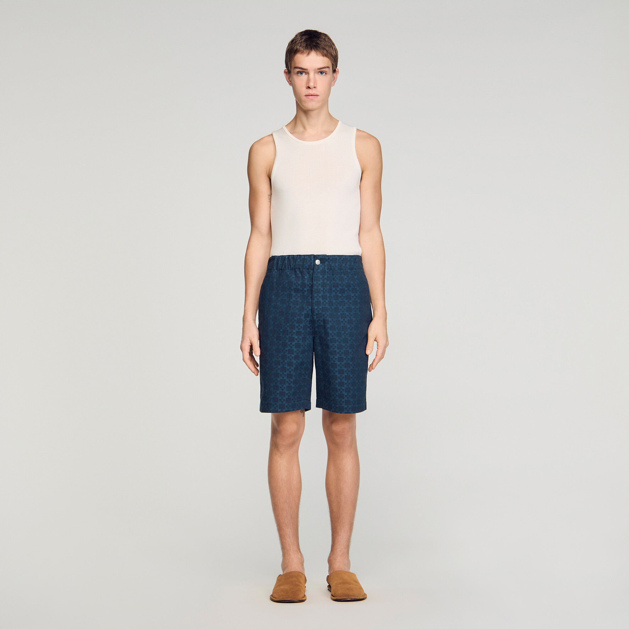 Corti in denim con croce quadrata