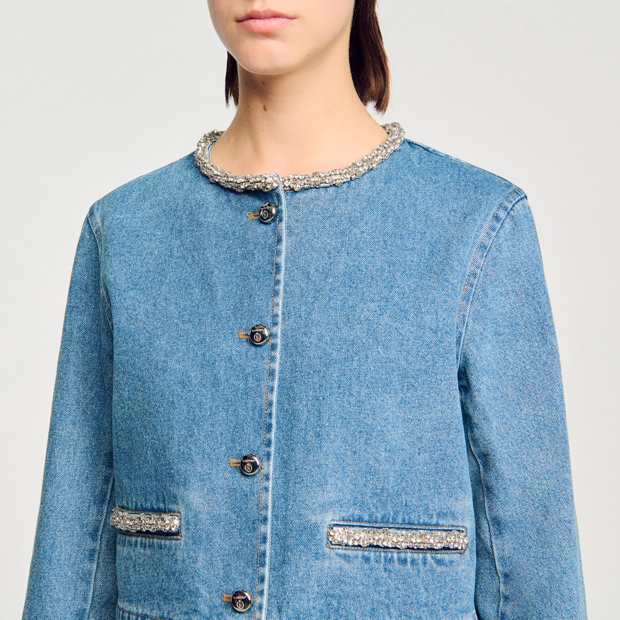 Giubbotto in denim con strass