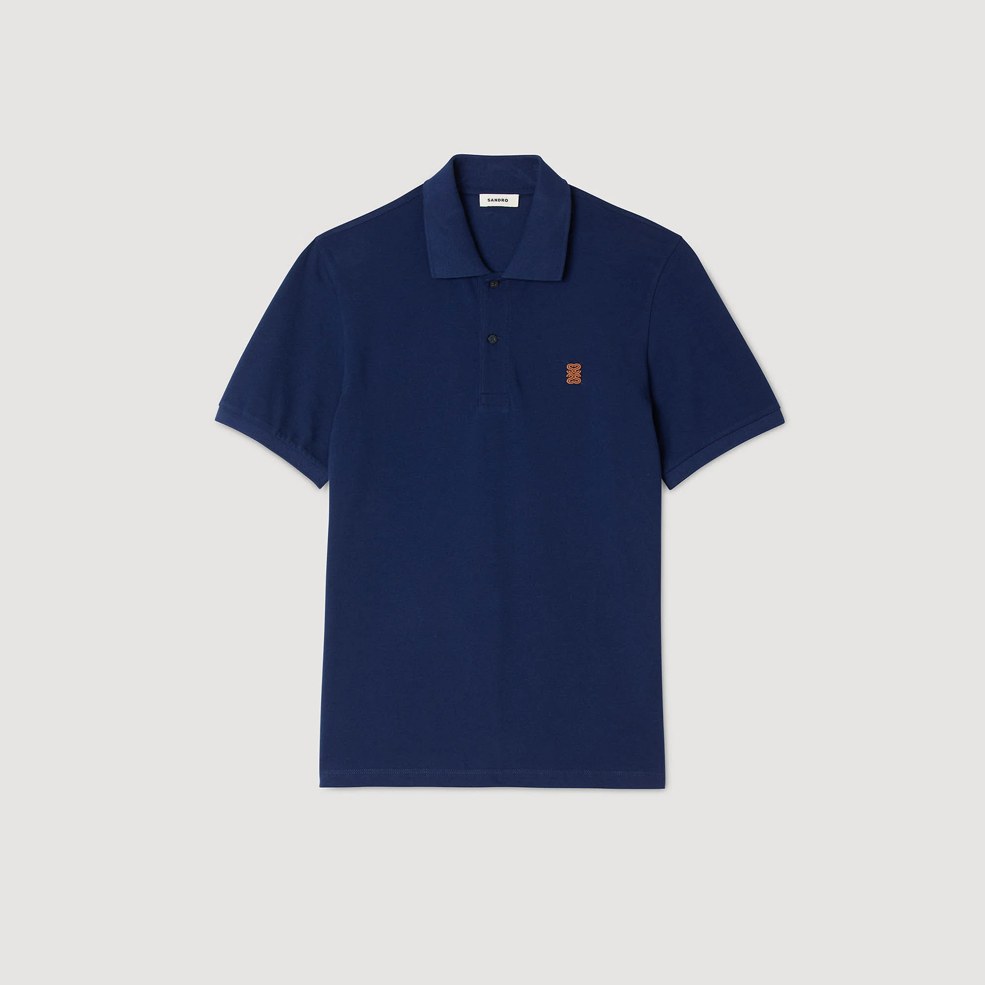 Polo con logo in pelle