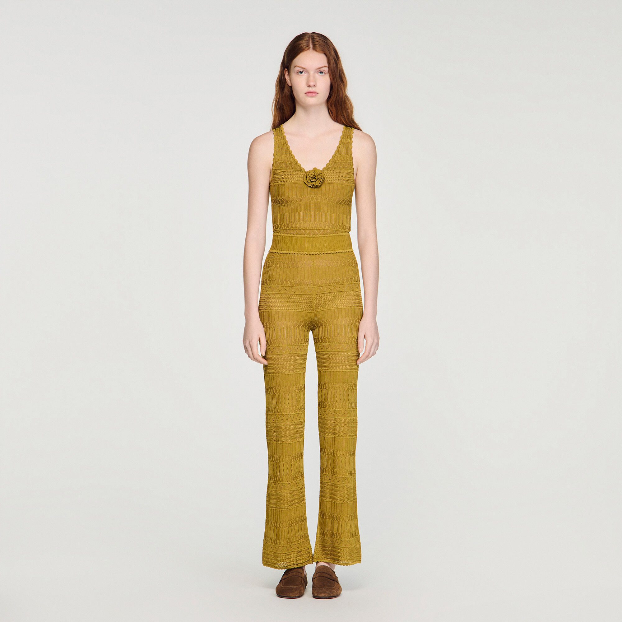 Pantaloni in maglia pointelle