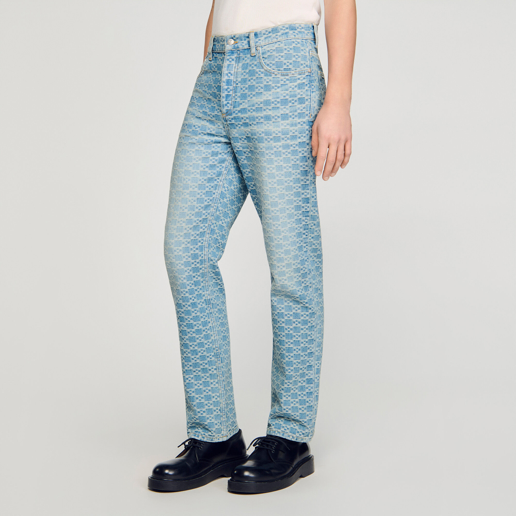 Jeans a vita quadrata con taglio regolare