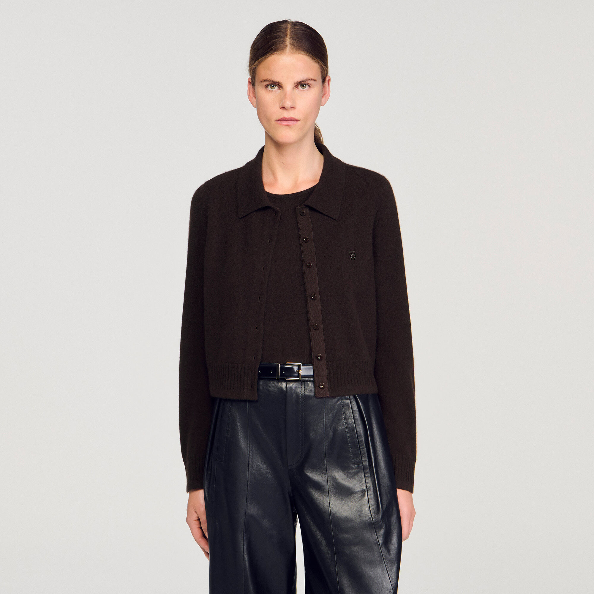 Cardigan con colletto a camicia