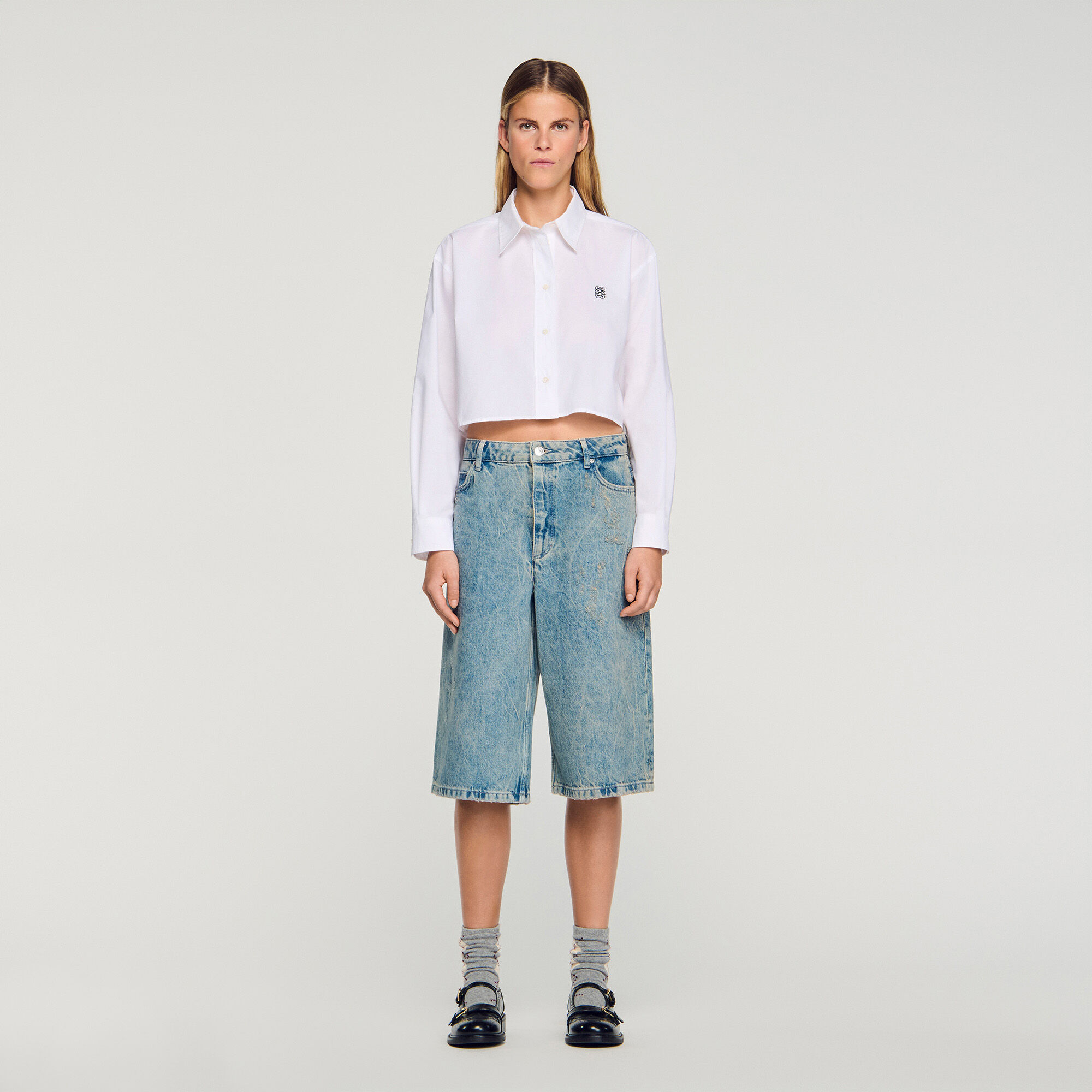 Bermuda in denim sbiadito