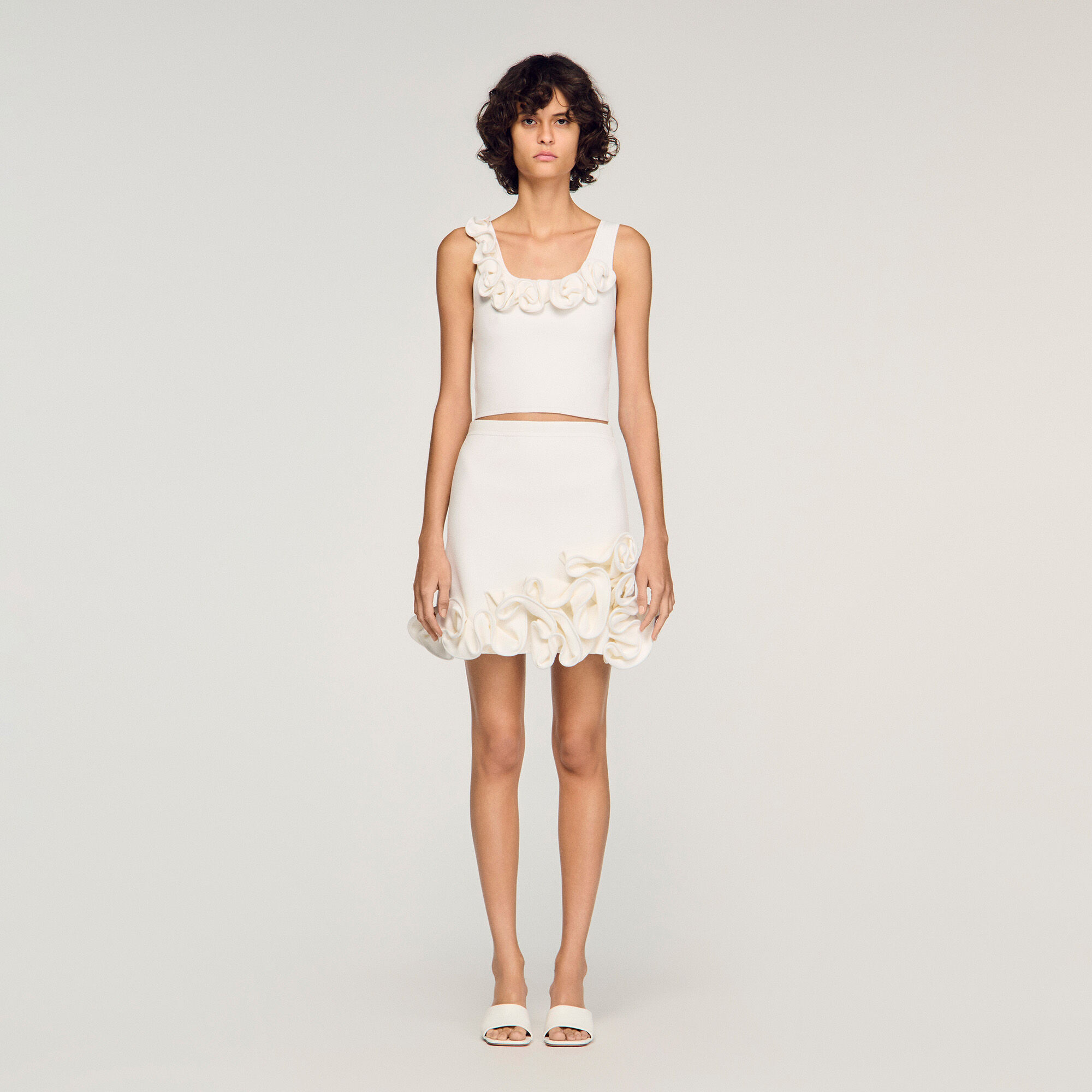 Mini gonna in maglia floreale