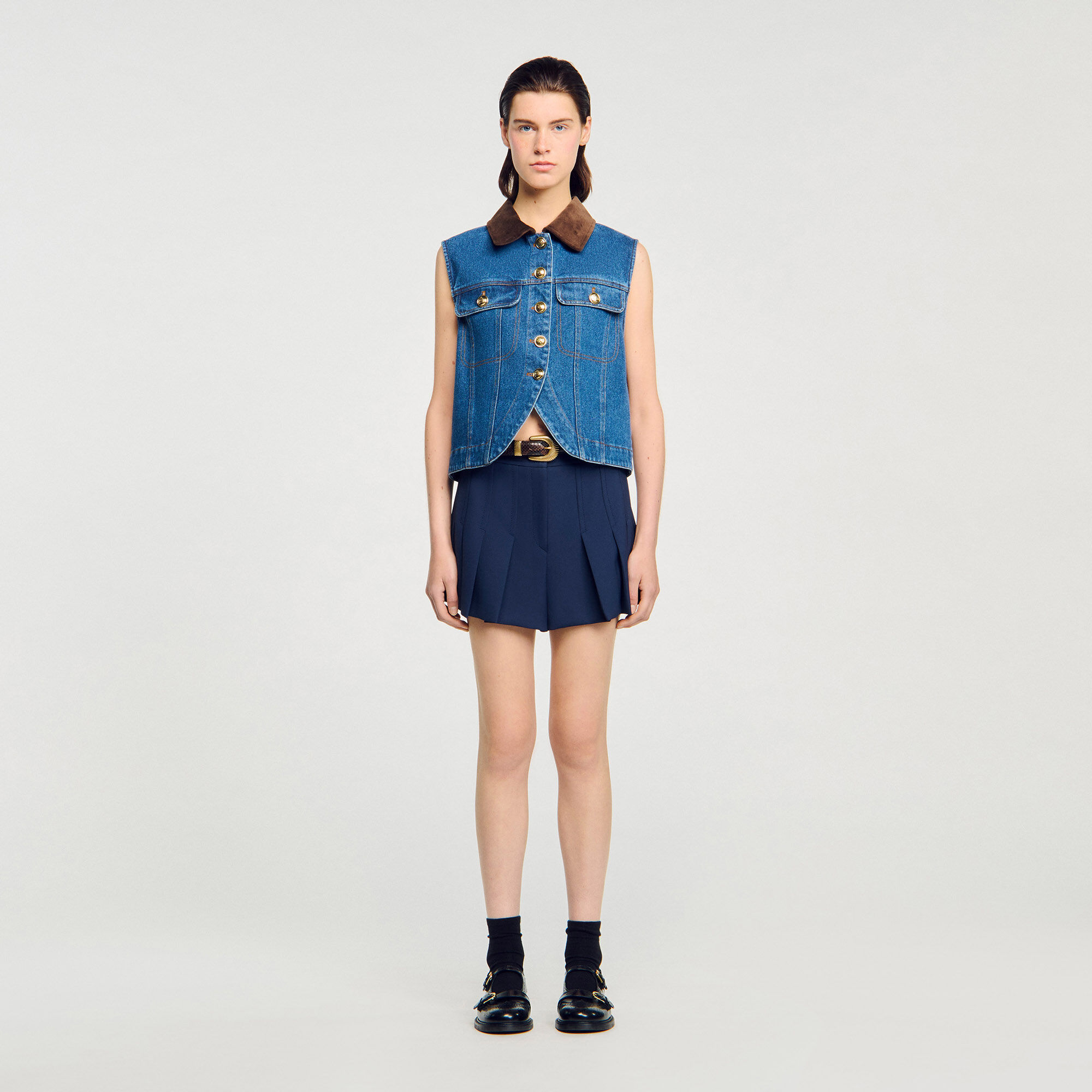 Gilet in denim senza maniche
