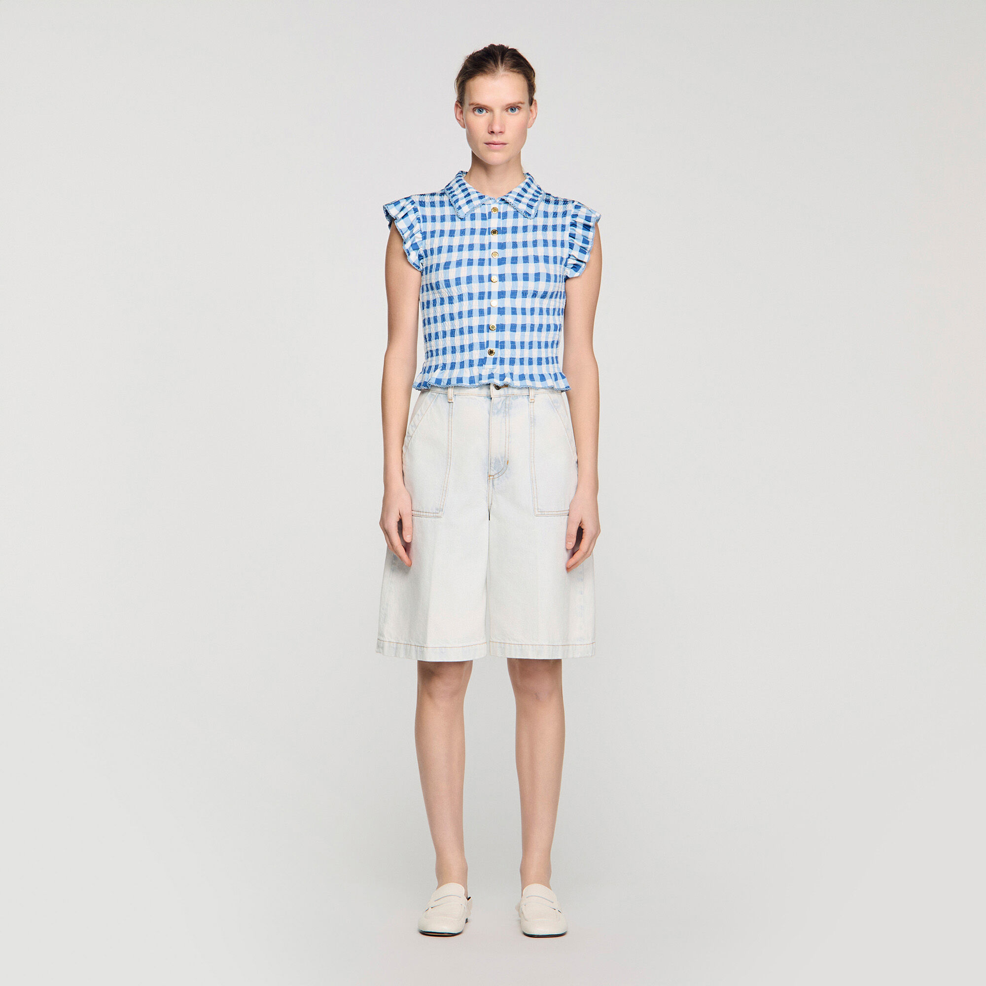 Camicia a quadri con spalline elastiche