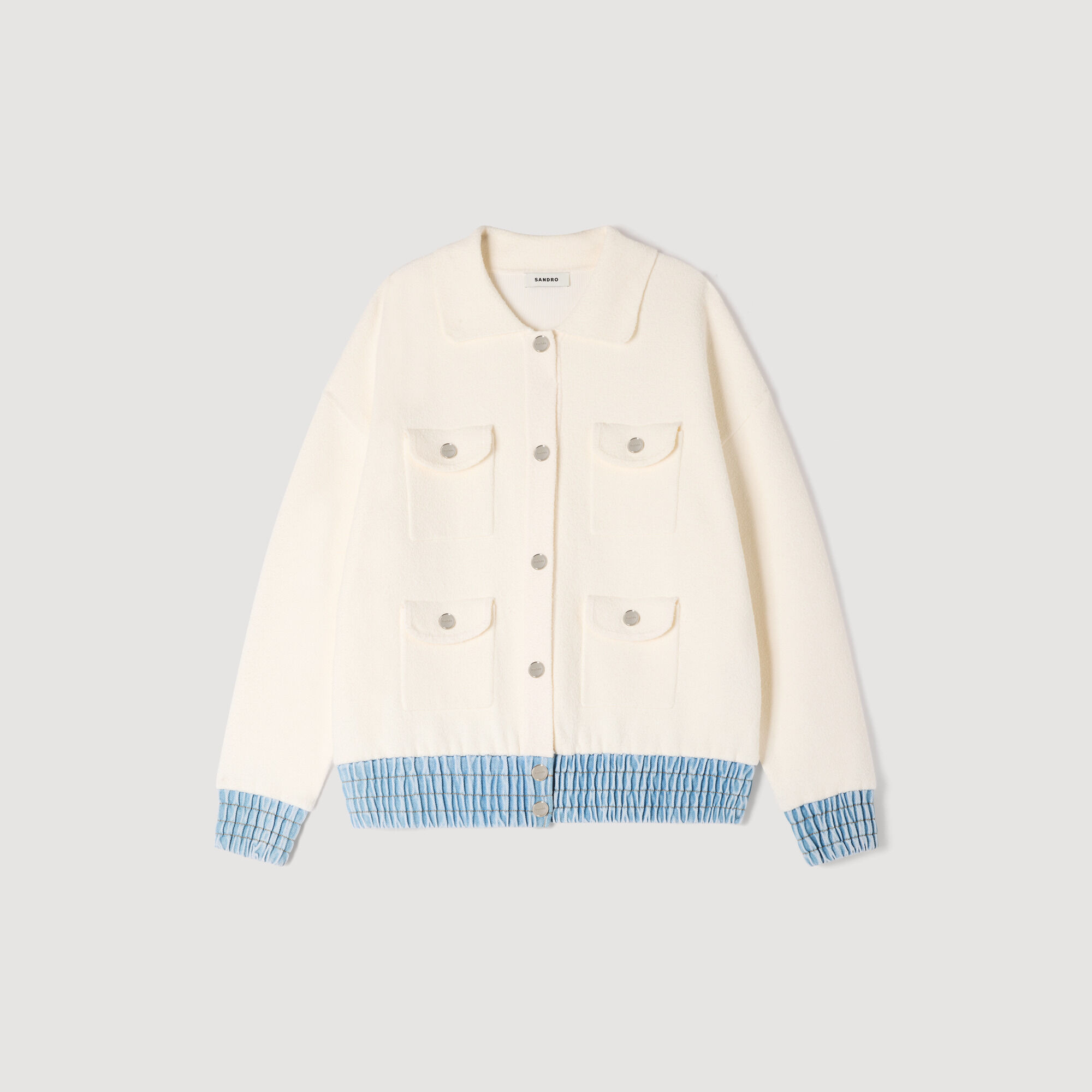 Cardigan con dettagli in denim