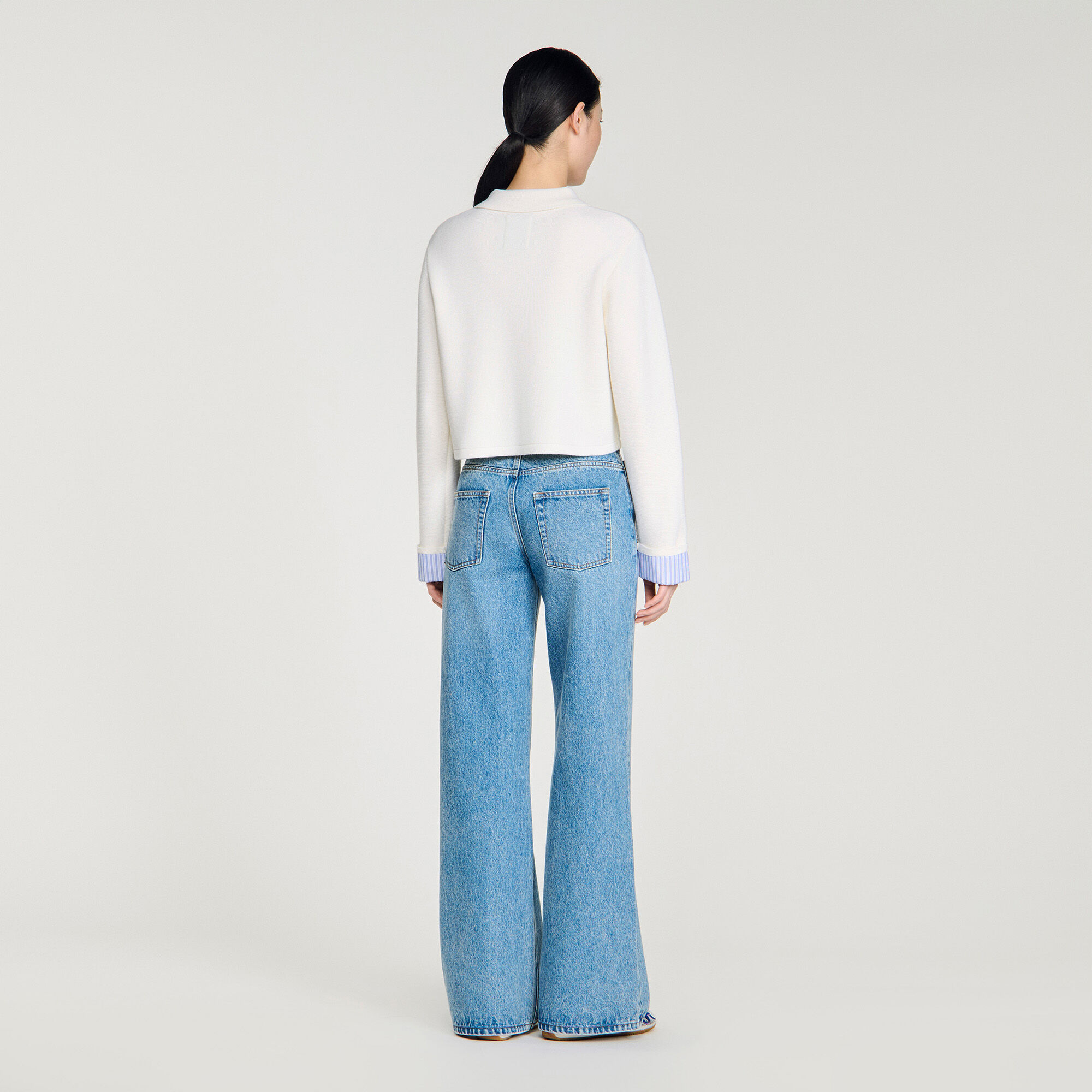 Cardigan in lana con colletto polo