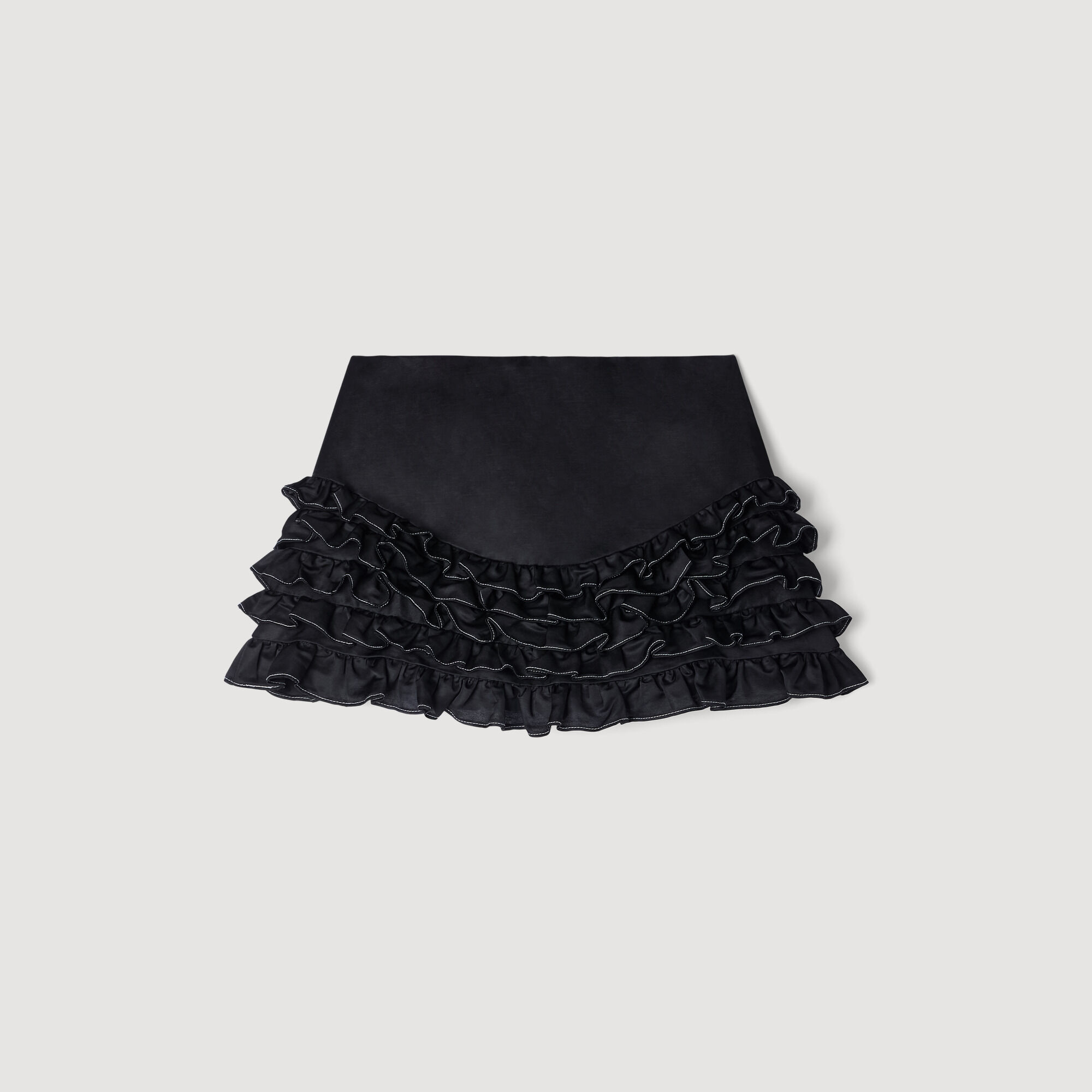 Mini skort con volant e punto di cucitura