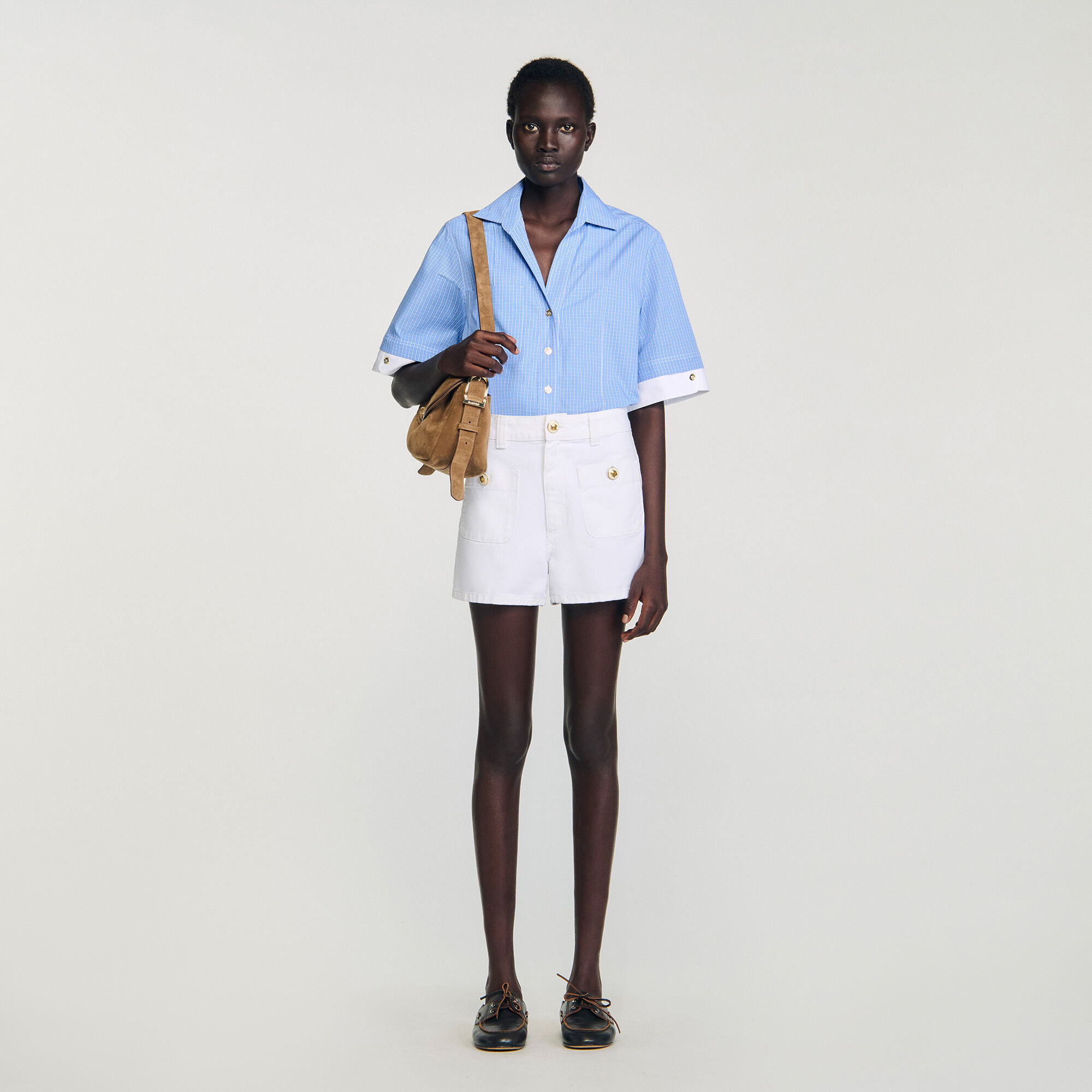 Shorts in denim con vita alta