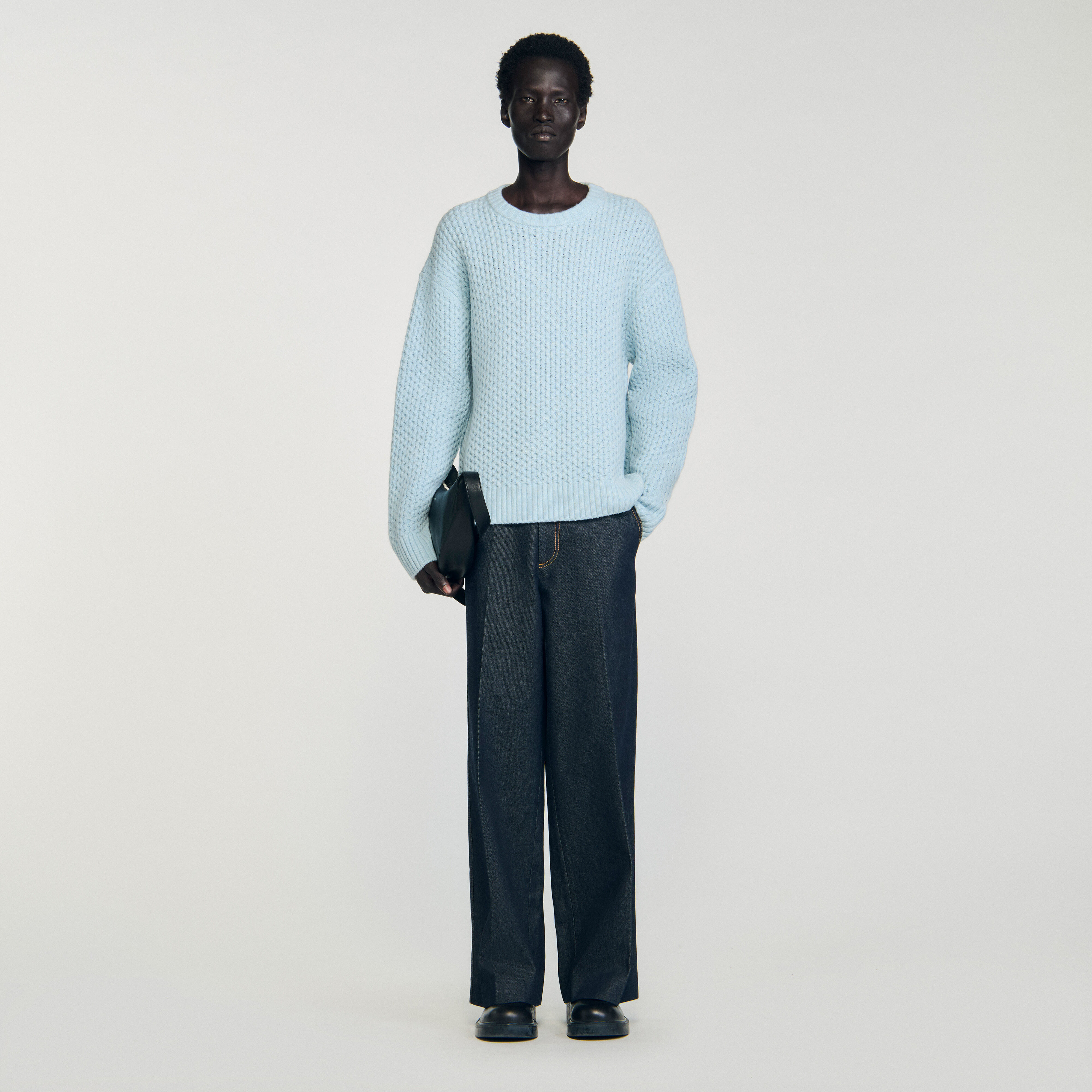 Maglione in lana con punto esagonale