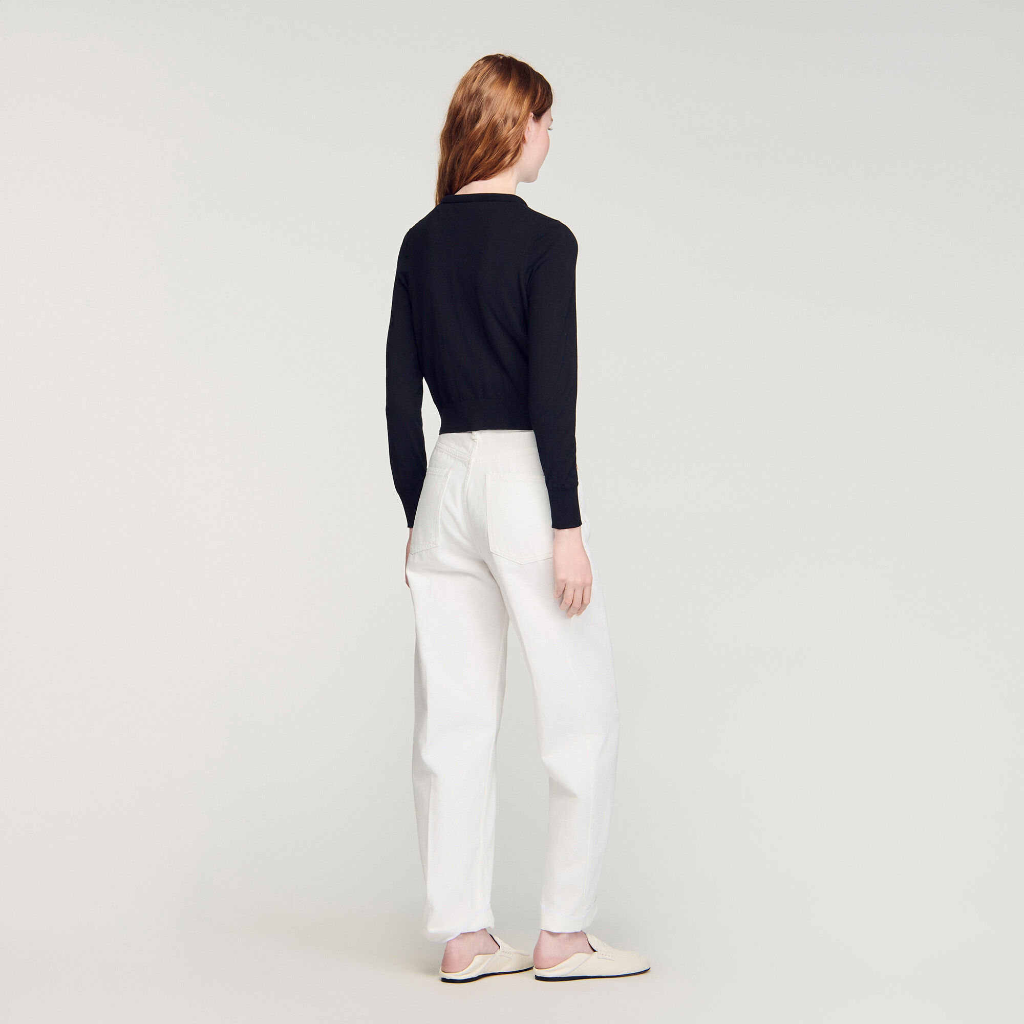 Cardigan corto con collo tondo imbottito