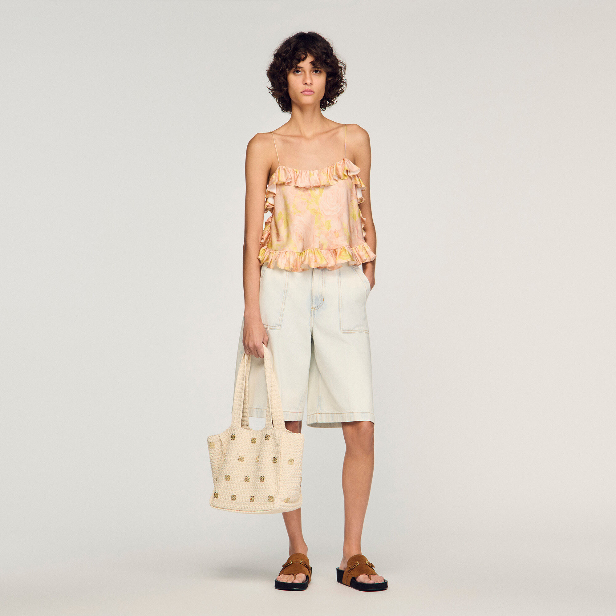 Top corto a fiori