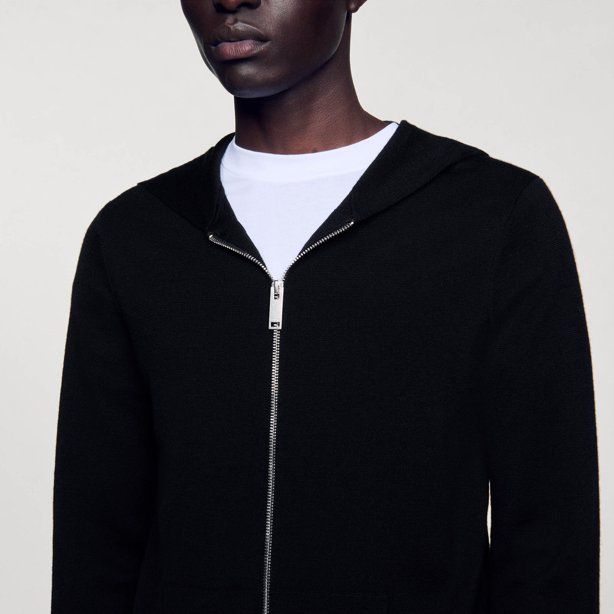 Cardigan con cappuccio e zip