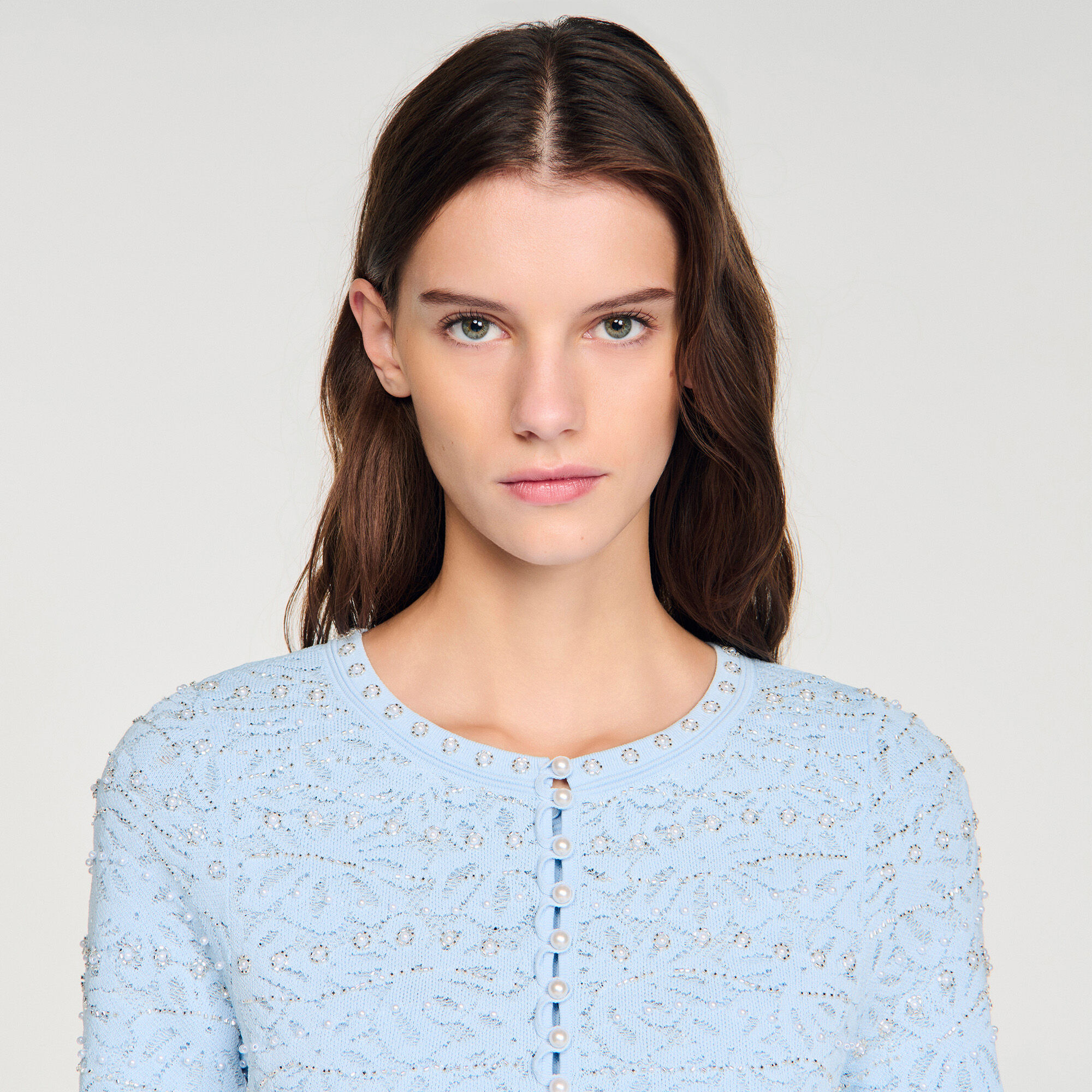 Cardigan corto con perle