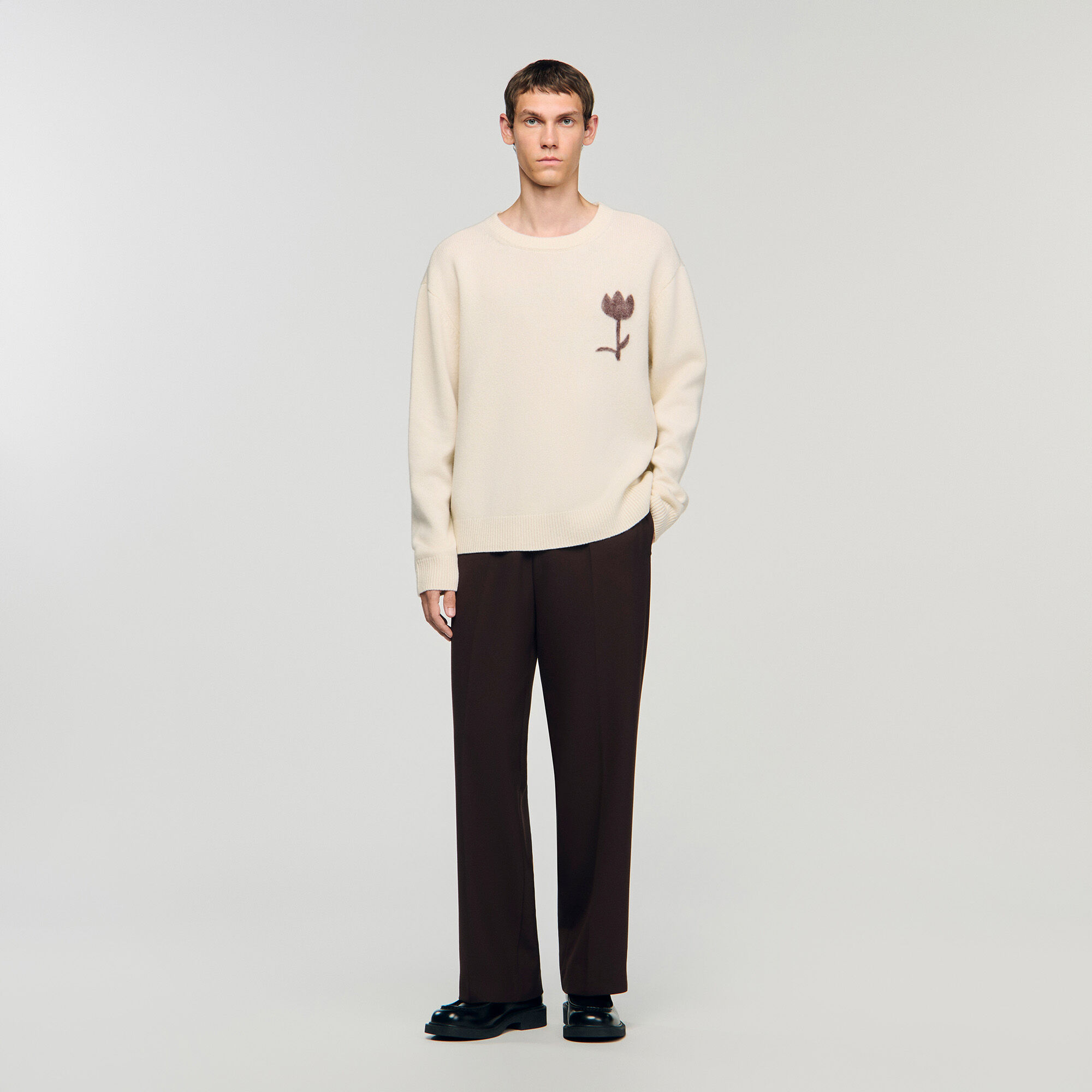 Maglione in lana con dettaglio floreale