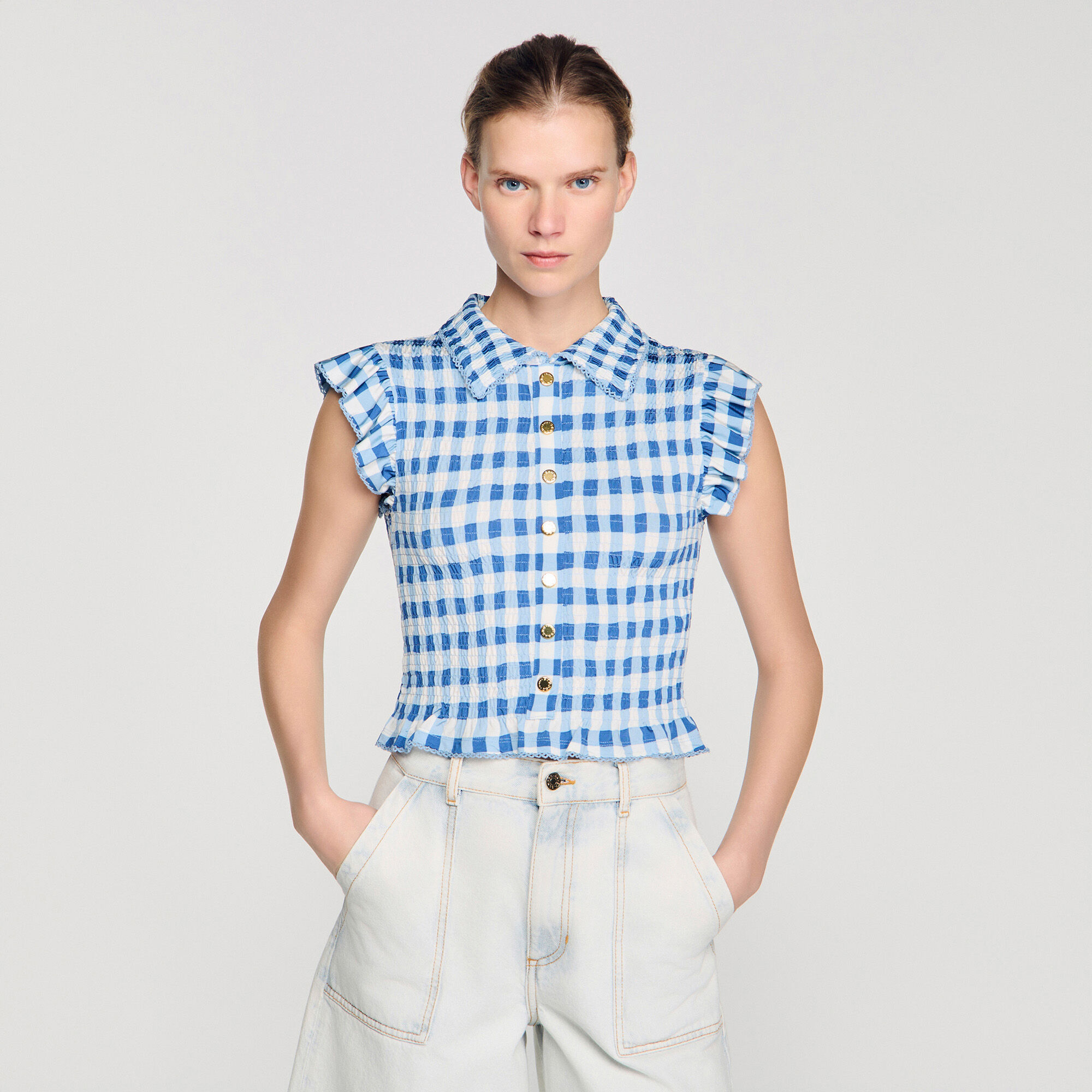 Camicia a quadri con spalline elastiche