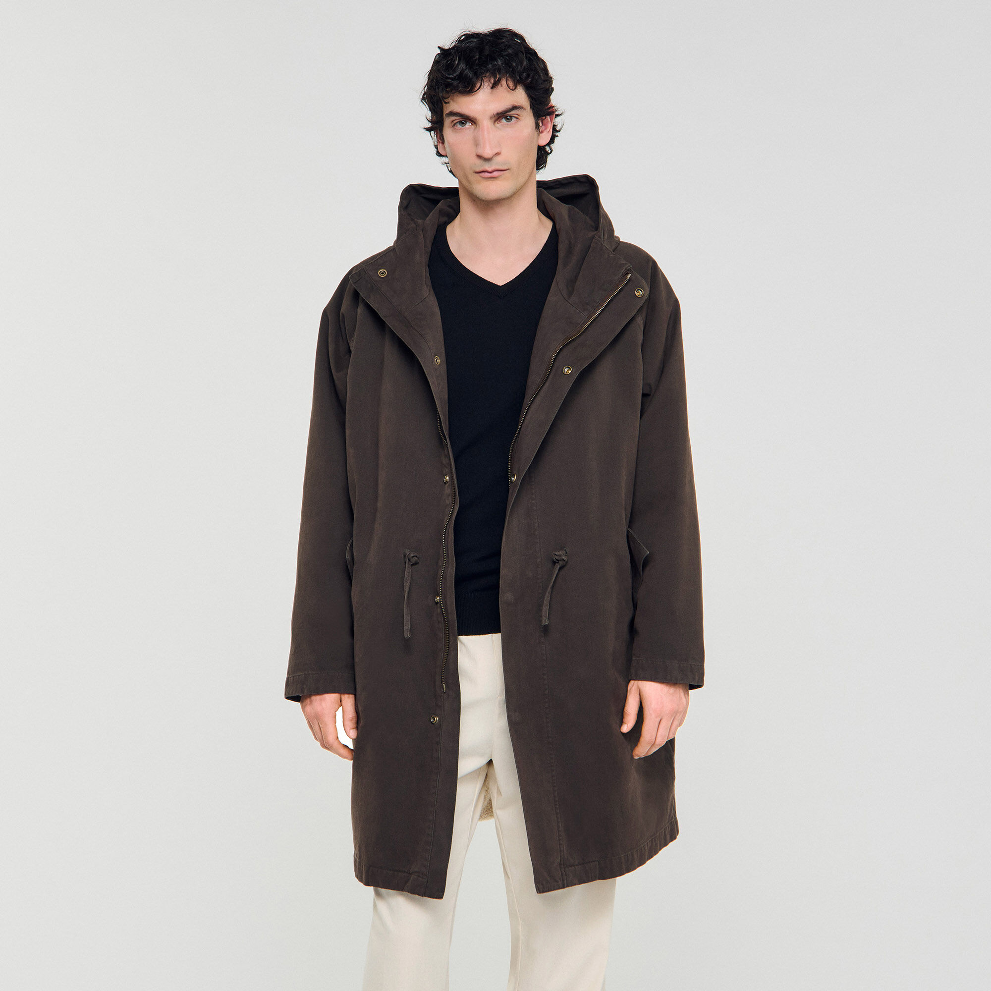 Parka oversize in cotone e lana