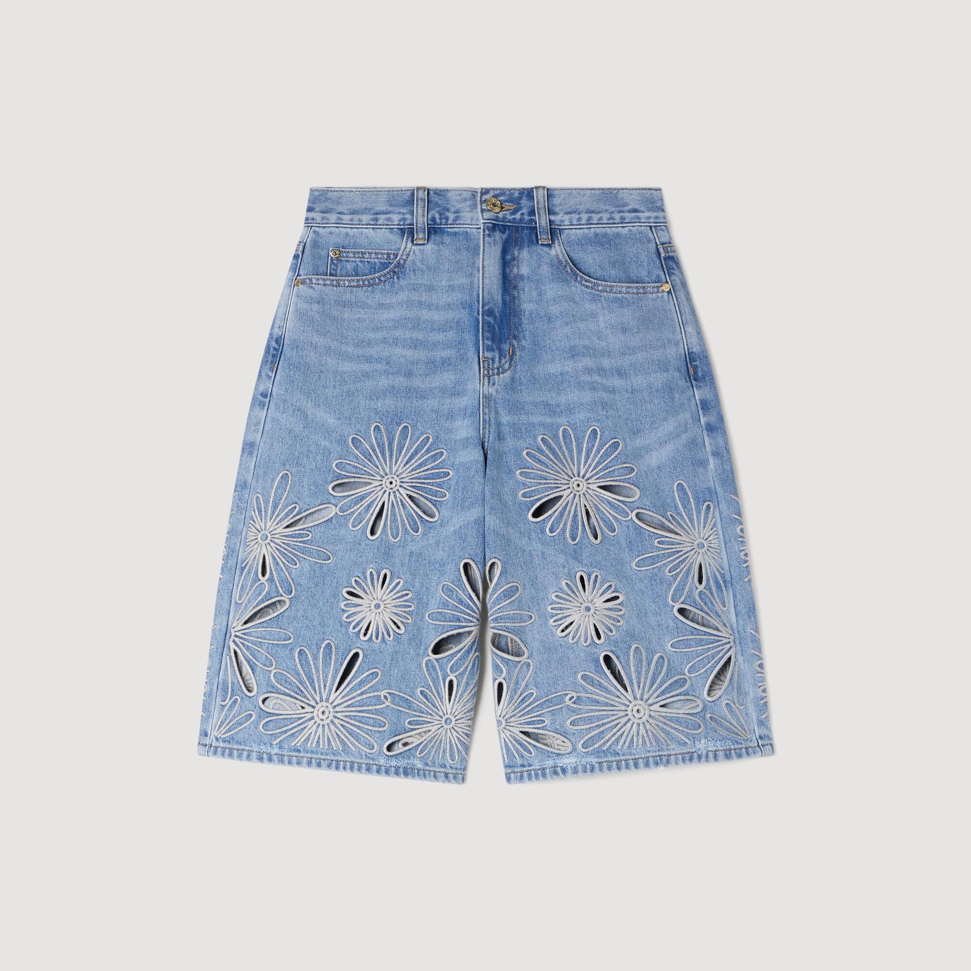 Pantaloni Bermuda ricamati
