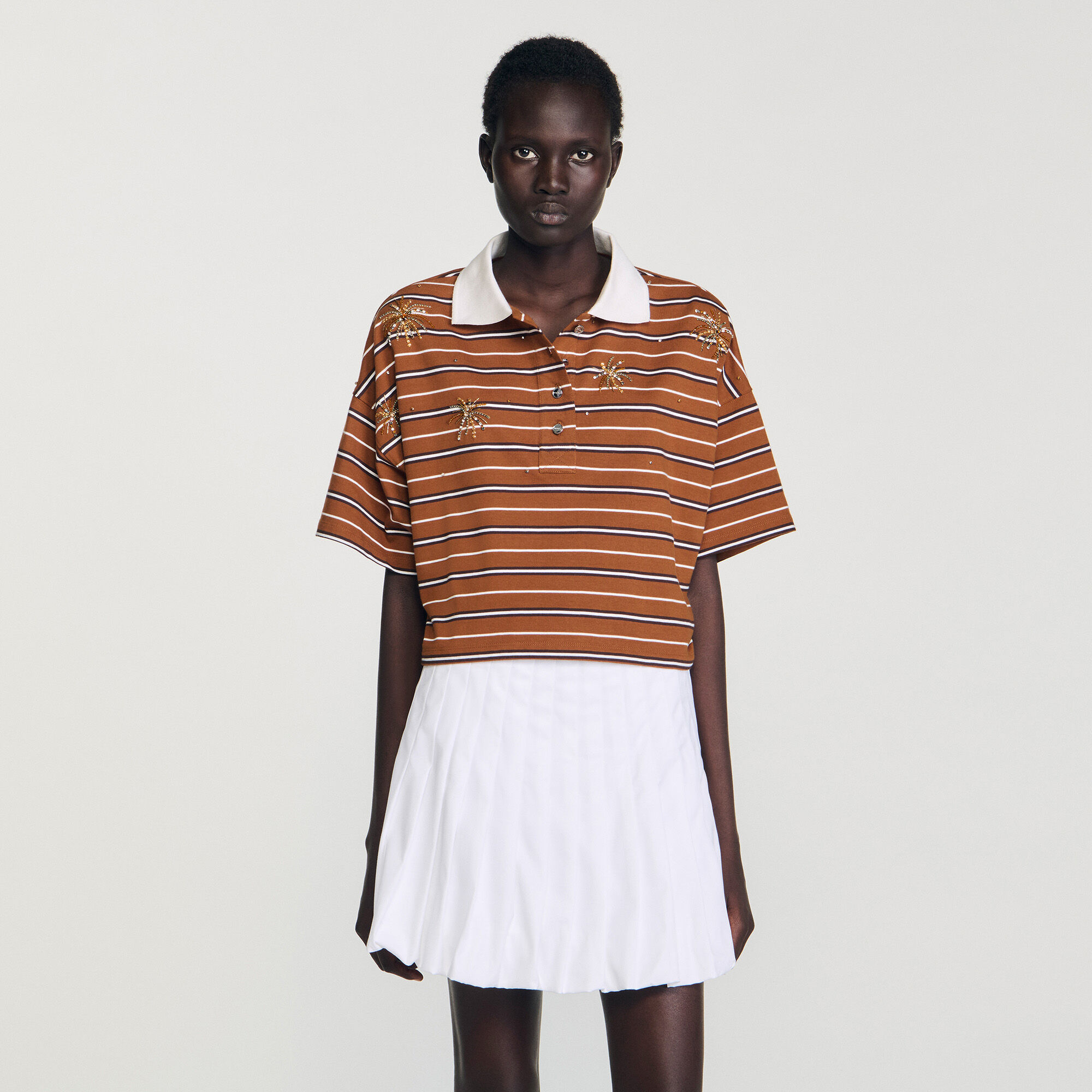 Polo a righe con strass