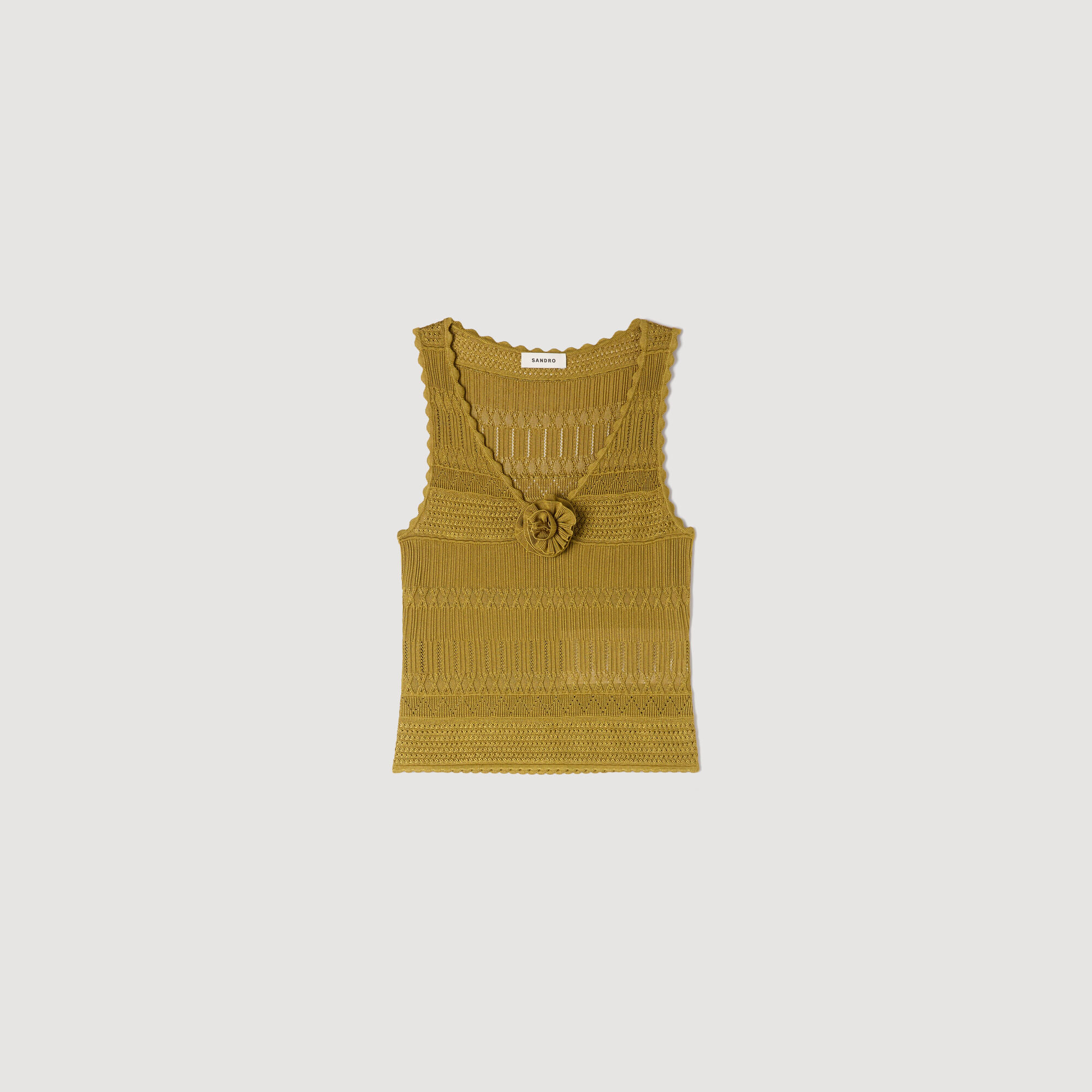 Top in maglina con motivo floreale