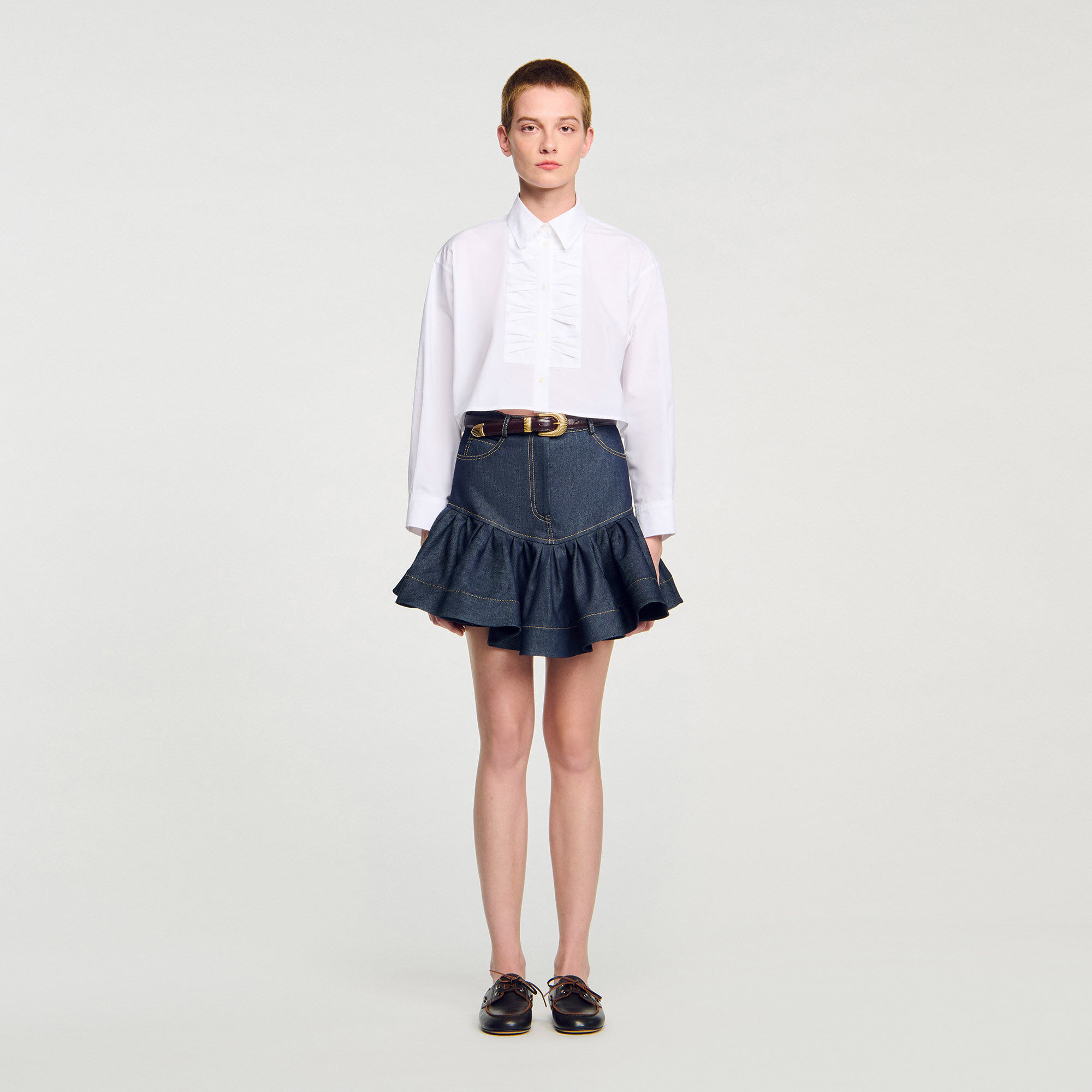 Camicia corta con dettaglio fiocco