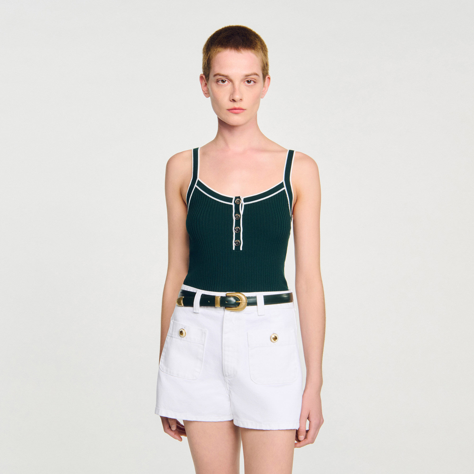 Top con maglia bicolor